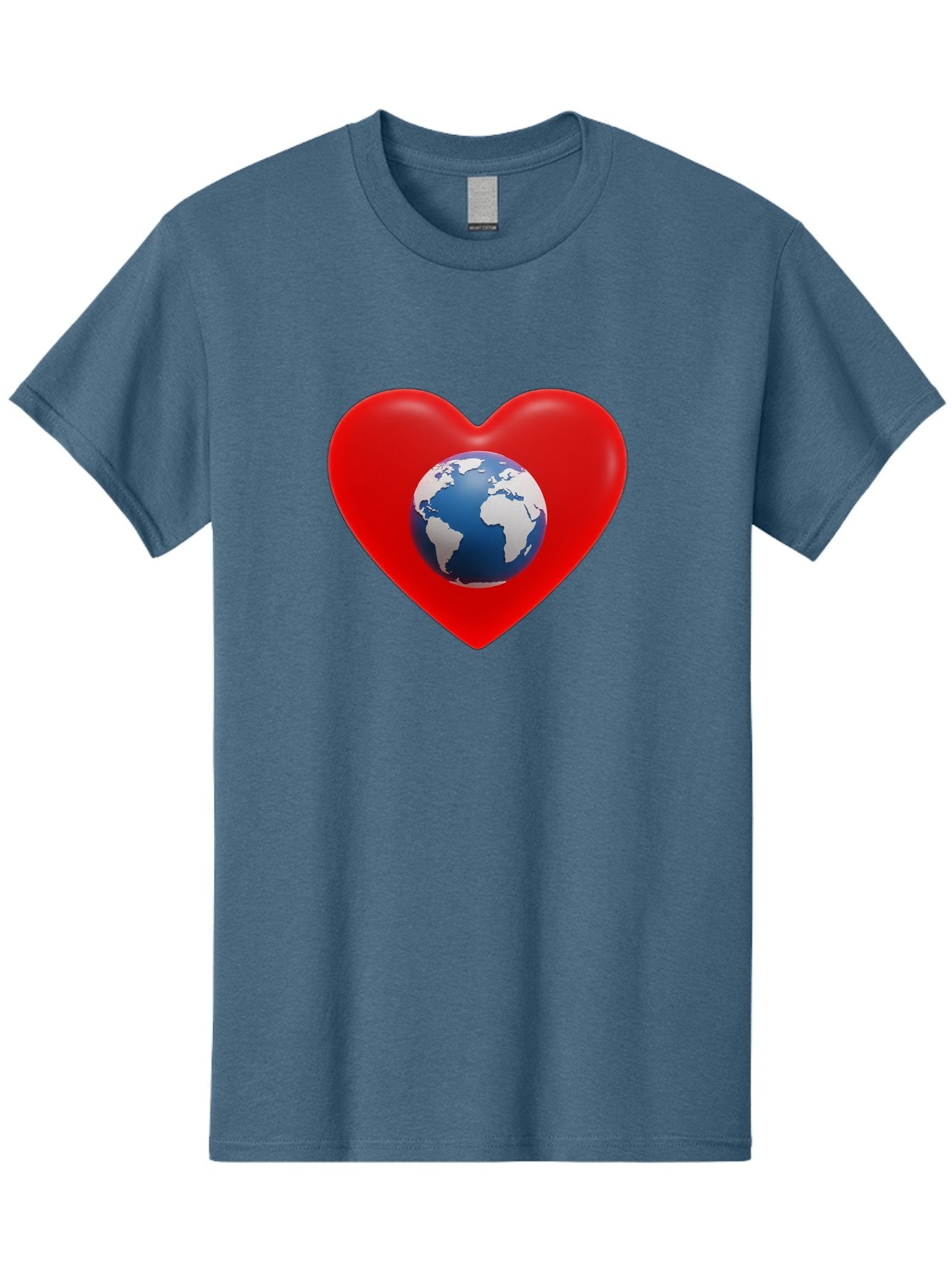 Earth-In-Heart Men'S Graphic Tee, 100% Cotton, Comfortable Casual Summer Wear, Machine Washable, Red Heart Shape, Earth Icon, Love Planet, Global Unity, Eco-Friendly Symbol, Heartwarming Imagery, World Love Baa584 15