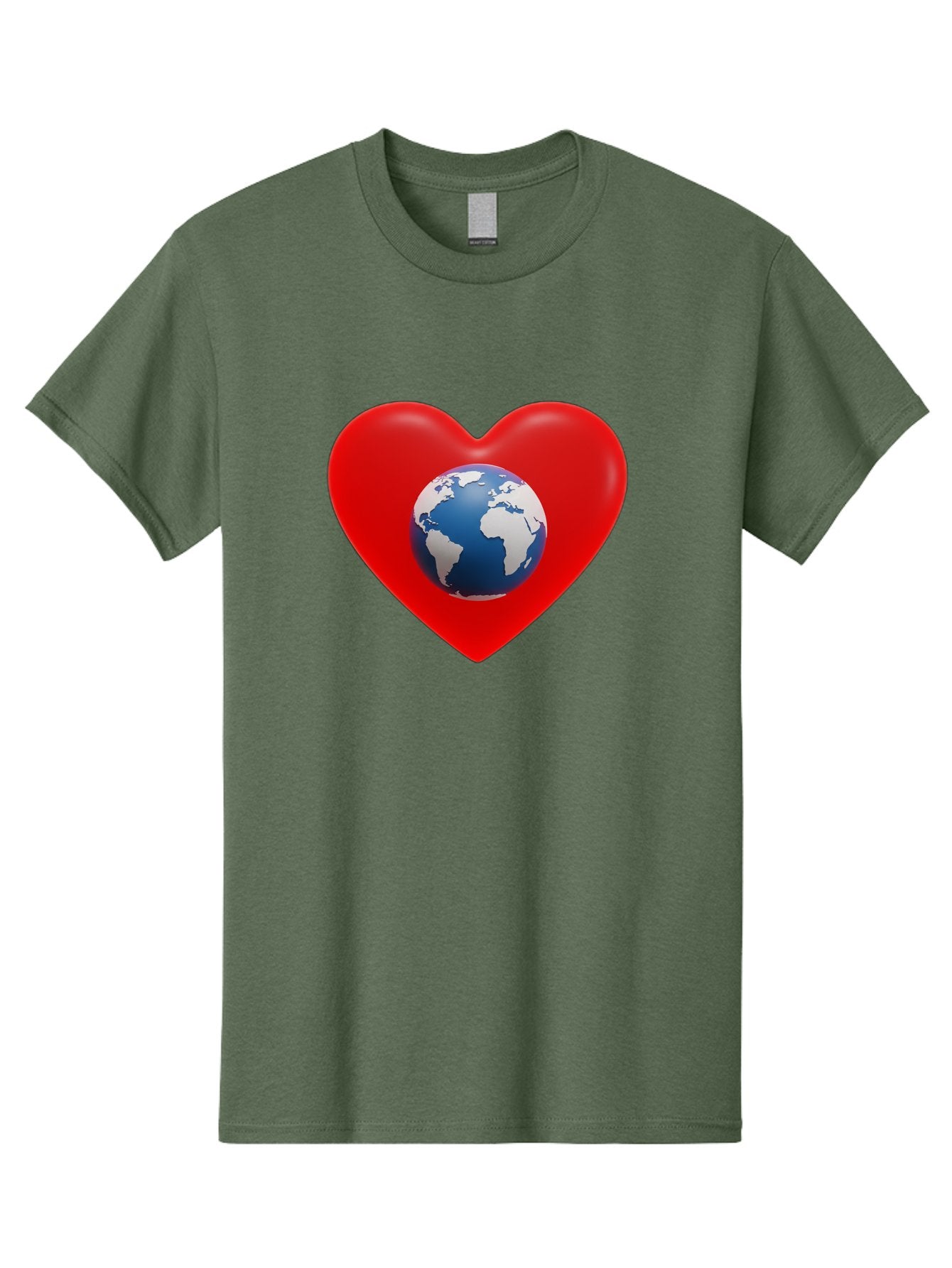 Earth-In-Heart Men'S Graphic Tee, 100% Cotton, Comfortable Casual Summer Wear, Machine Washable, Red Heart Shape, Earth Icon, Love Planet, Global Unity, Eco-Friendly Symbol, Heartwarming Imagery, World Love Baa584 11
