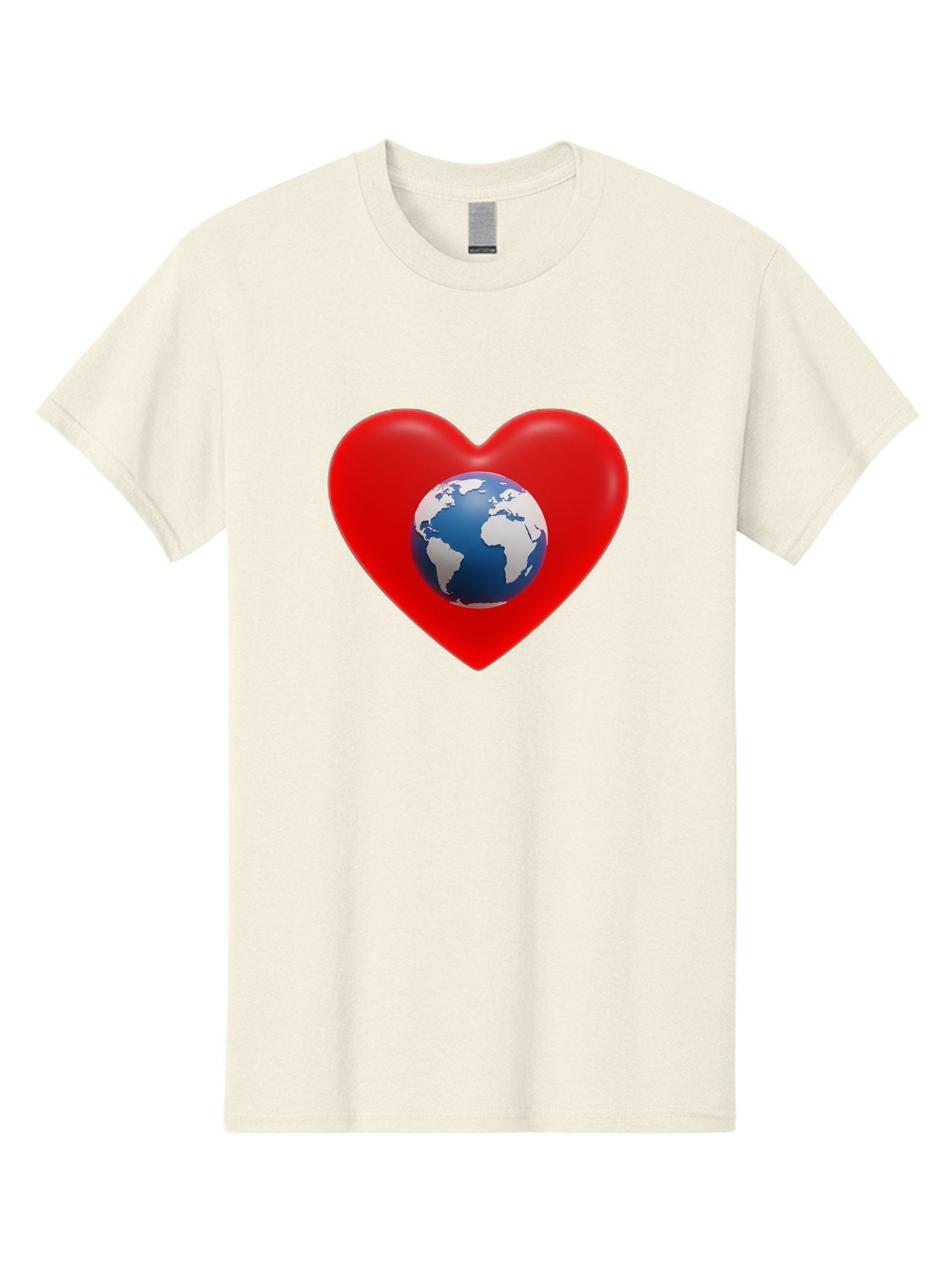 Earth-In-Heart Men'S Graphic Tee, 100% Cotton, Comfortable Casual Summer Wear, Machine Washable, Red Heart Shape, Earth Icon, Love Planet, Global Unity, Eco-Friendly Symbol, Heartwarming Imagery, World Love Baa584 3