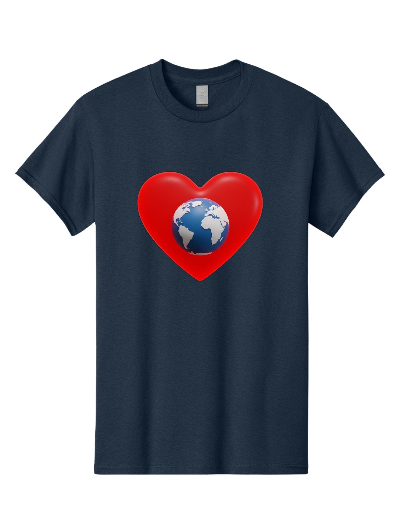 Earth-In-Heart Men'S Graphic Tee, 100% Cotton, Comfortable Casual Summer Wear, Machine Washable, Red Heart Shape, Earth Icon, Love Planet, Global Unity, Eco-Friendly Symbol, Heartwarming Imagery, World Love Baa584 12