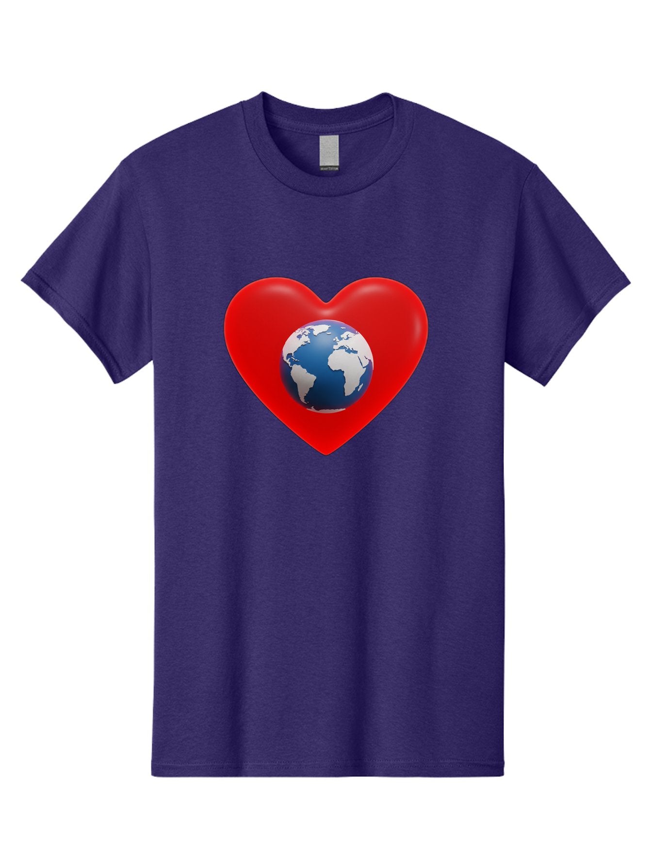 Earth-In-Heart Men'S Graphic Tee, 100% Cotton, Comfortable Casual Summer Wear, Machine Washable, Red Heart Shape, Earth Icon, Love Planet, Global Unity, Eco-Friendly Symbol, Heartwarming Imagery, World Love Baa584 6