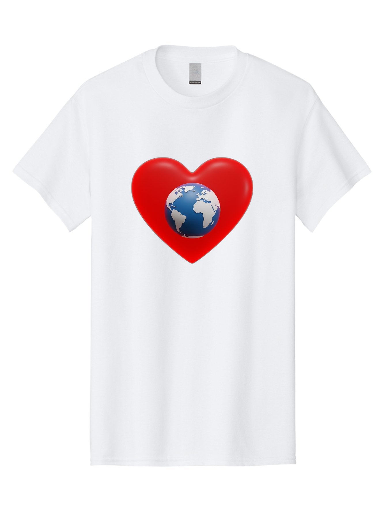 Earth-In-Heart Men'S Graphic Tee, 100% Cotton, Comfortable Casual Summer Wear, Machine Washable, Red Heart Shape, Earth Icon, Love Planet, Global Unity, Eco-Friendly Symbol, Heartwarming Imagery, World Love Baa584 10