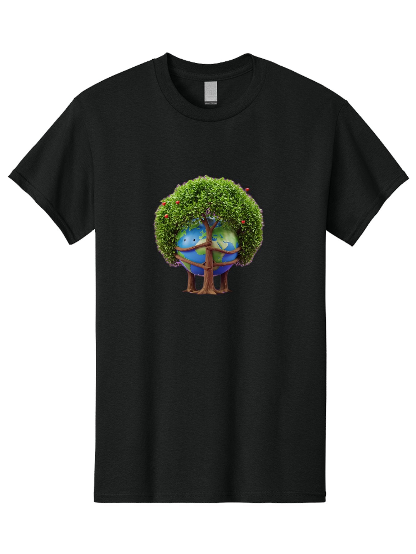 Earth-Tree Men'S Graphic Tee, 100% Cotton, Comfortable Casual Summer Wear, Machine Washable, Earth With Tree, Eco-Friendly, Environmental Conservation, Global Unity, Green Initiative, Sustainable Development, Nature Preservation, Cartoon Globe Baa585 11