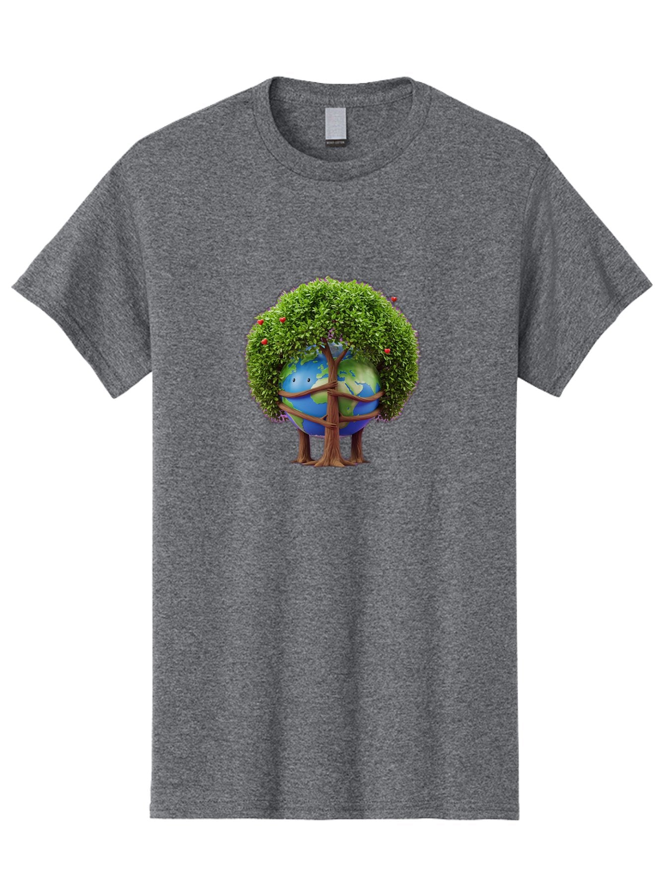 Earth-Tree Men'S Graphic Tee, 100% Cotton, Comfortable Casual Summer Wear, Machine Washable, Earth With Tree, Eco-Friendly, Environmental Conservation, Global Unity, Green Initiative, Sustainable Development, Nature Preservation, Cartoon Globe Baa585 12