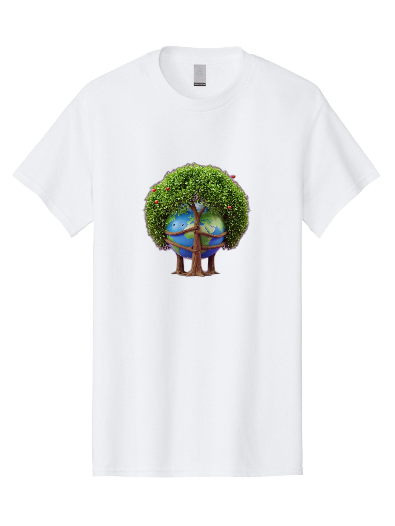 Earth-Tree Men'S Graphic Tee, 100% Cotton, Comfortable Casual Summer Wear, Machine Washable, Earth With Tree, Eco-Friendly, Environmental Conservation, Global Unity, Green Initiative, Sustainable Development, Nature Preservation, Cartoon Globe Baa585 14