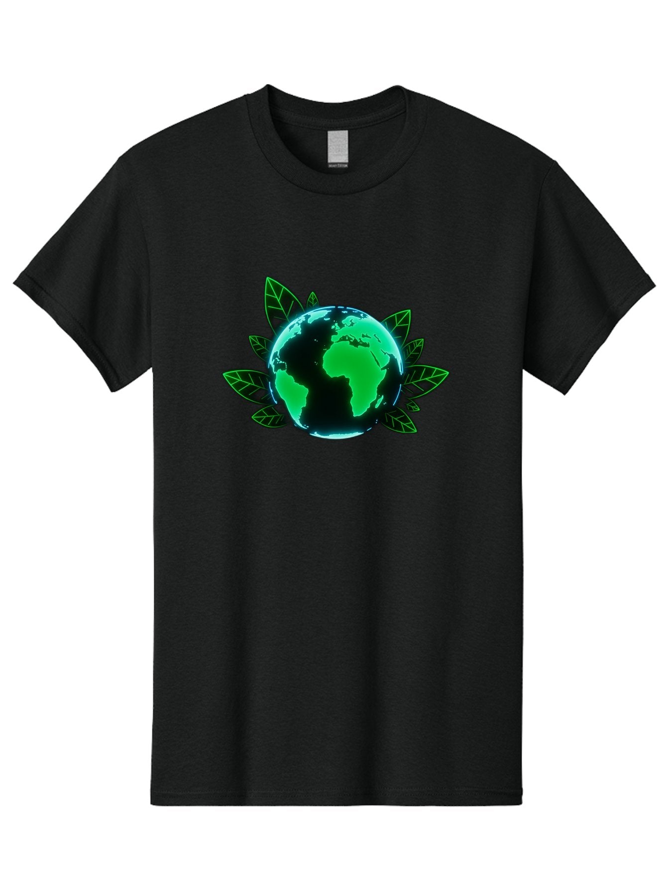 Earth-With-Leaves-1 Men'S Graphic Tee, 100% Cotton, Comfortable Casual Summer Wear, Machine Washable, Globe Surrounded By Leaves, Eco-Friendly, Environmental Awareness, Sustainable Living, Green Initiative, World Unity, Conservation Effort, Baa588 3