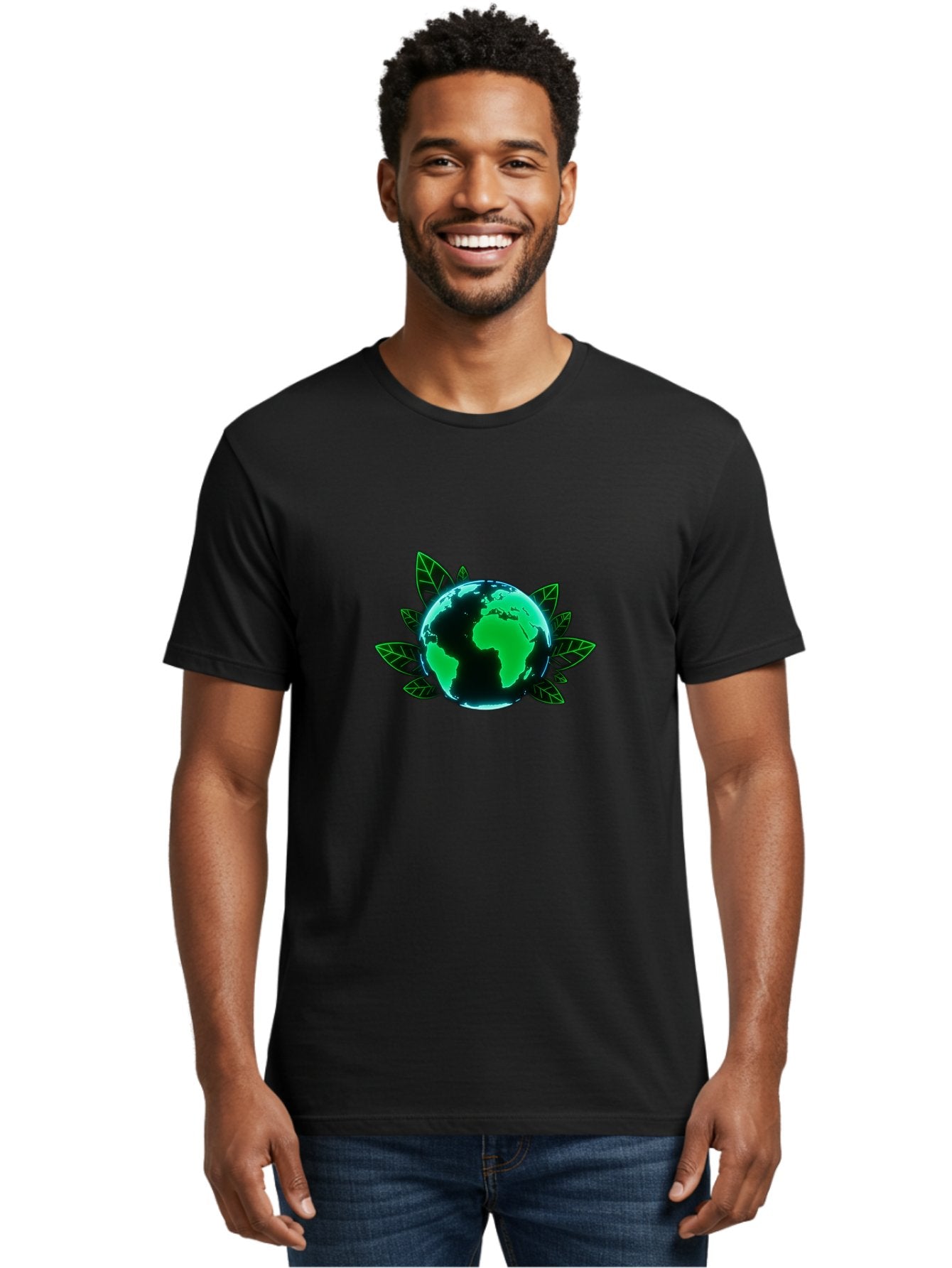 Earth-With-Leaves-1 Men'S Graphic Tee, 100% Cotton, Comfortable Casual Summer Wear, Machine Washable, Globe Surrounded By Leaves, Eco-Friendly, Environmental Awareness, Sustainable Living, Green Initiative, World Unity, Conservation Effort, Baa588 22