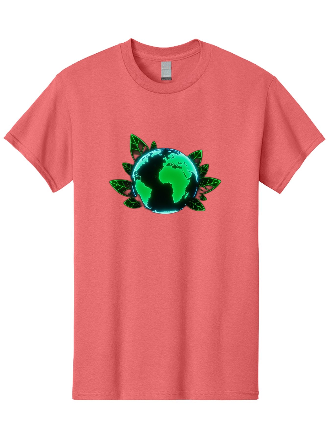Earth-With-Leaves-1 Men'S Graphic Tee, 100% Cotton, Comfortable Casual Summer Wear, Machine Washable, Globe Surrounded By Leaves, Eco-Friendly, Environmental Awareness, Sustainable Living, Green Initiative, World Unity, Conservation Effort, Baa588