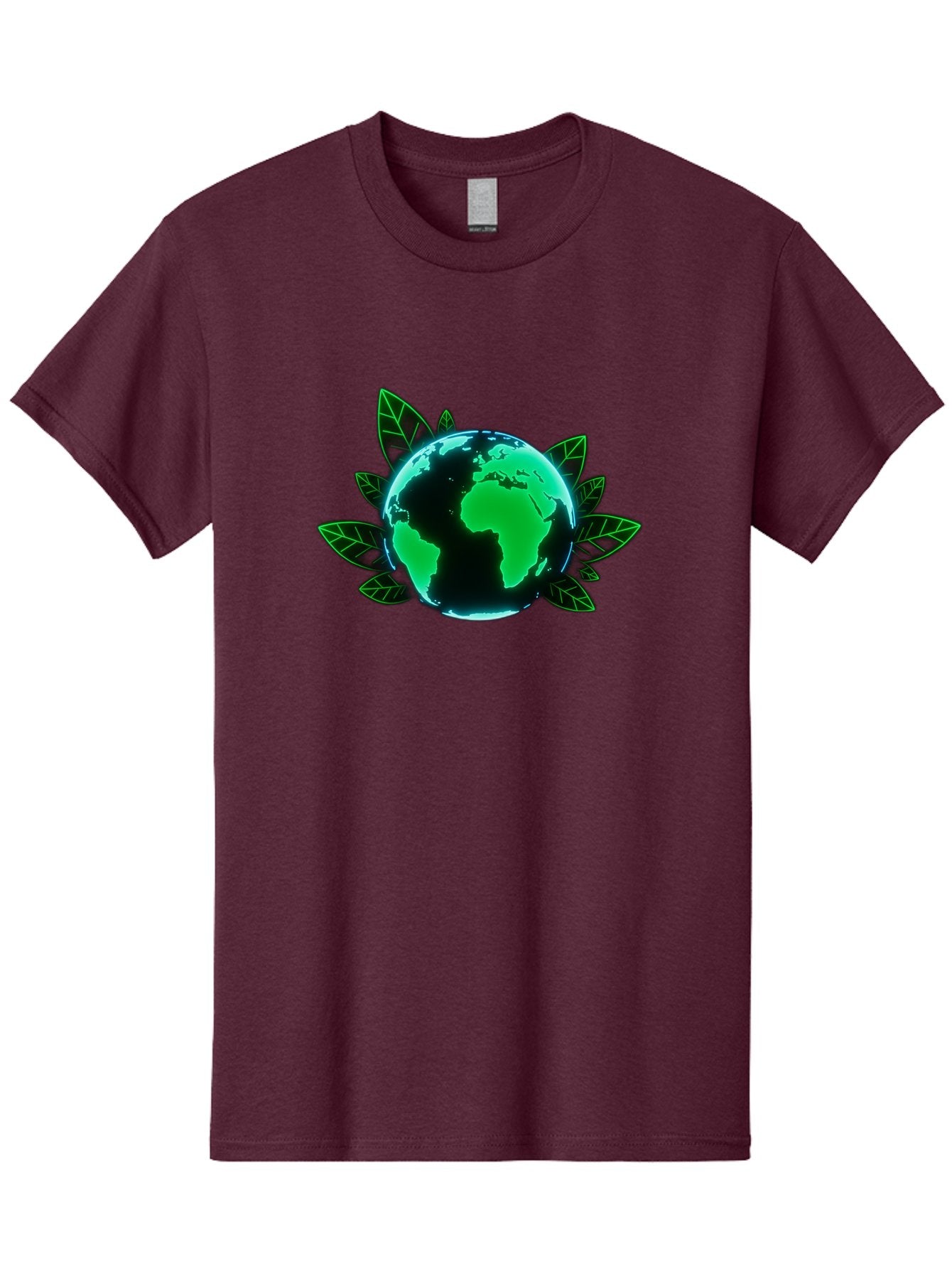 Earth-With-Leaves-1 Men'S Graphic Tee, 100% Cotton, Comfortable Casual Summer Wear, Machine Washable, Globe Surrounded By Leaves, Eco-Friendly, Environmental Awareness, Sustainable Living, Green Initiative, World Unity, Conservation Effort, Baa588 8