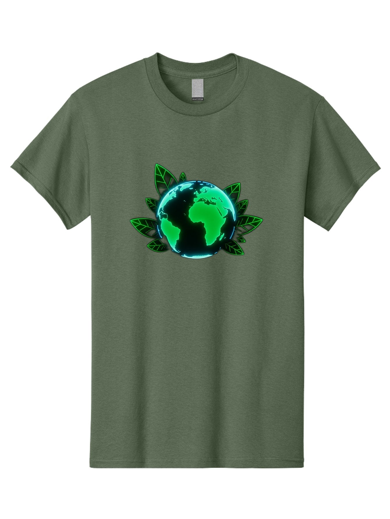 Earth-With-Leaves-1 Men'S Graphic Tee, 100% Cotton, Comfortable Casual Summer Wear, Machine Washable, Globe Surrounded By Leaves, Eco-Friendly, Environmental Awareness, Sustainable Living, Green Initiative, World Unity, Conservation Effort, Baa588 4
