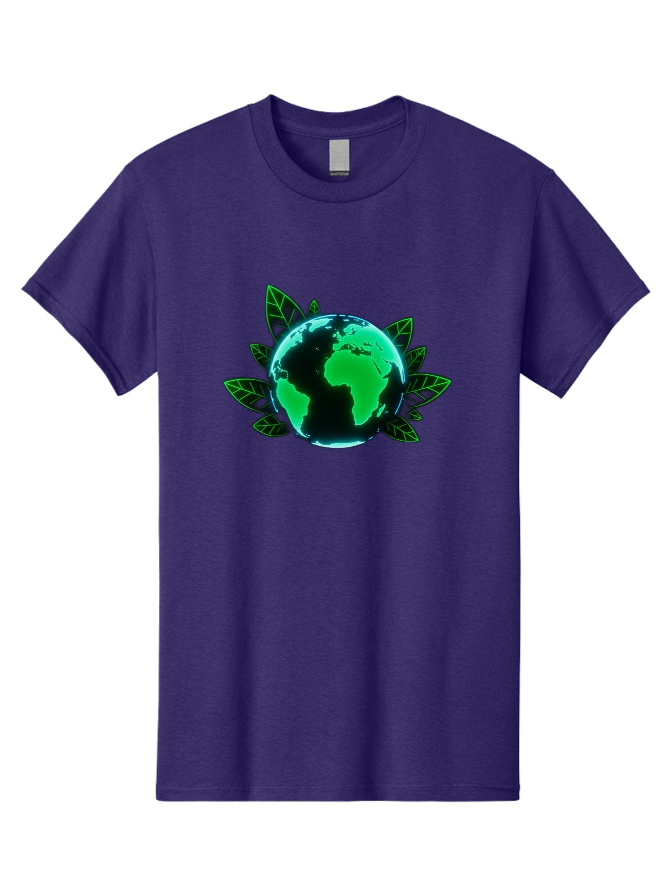 Earth-With-Leaves-1 Men'S Graphic Tee, 100% Cotton, Comfortable Casual Summer Wear, Machine Washable, Globe Surrounded By Leaves, Eco-Friendly, Environmental Awareness, Sustainable Living, Green Initiative, World Unity, Conservation Effort, Baa588 5