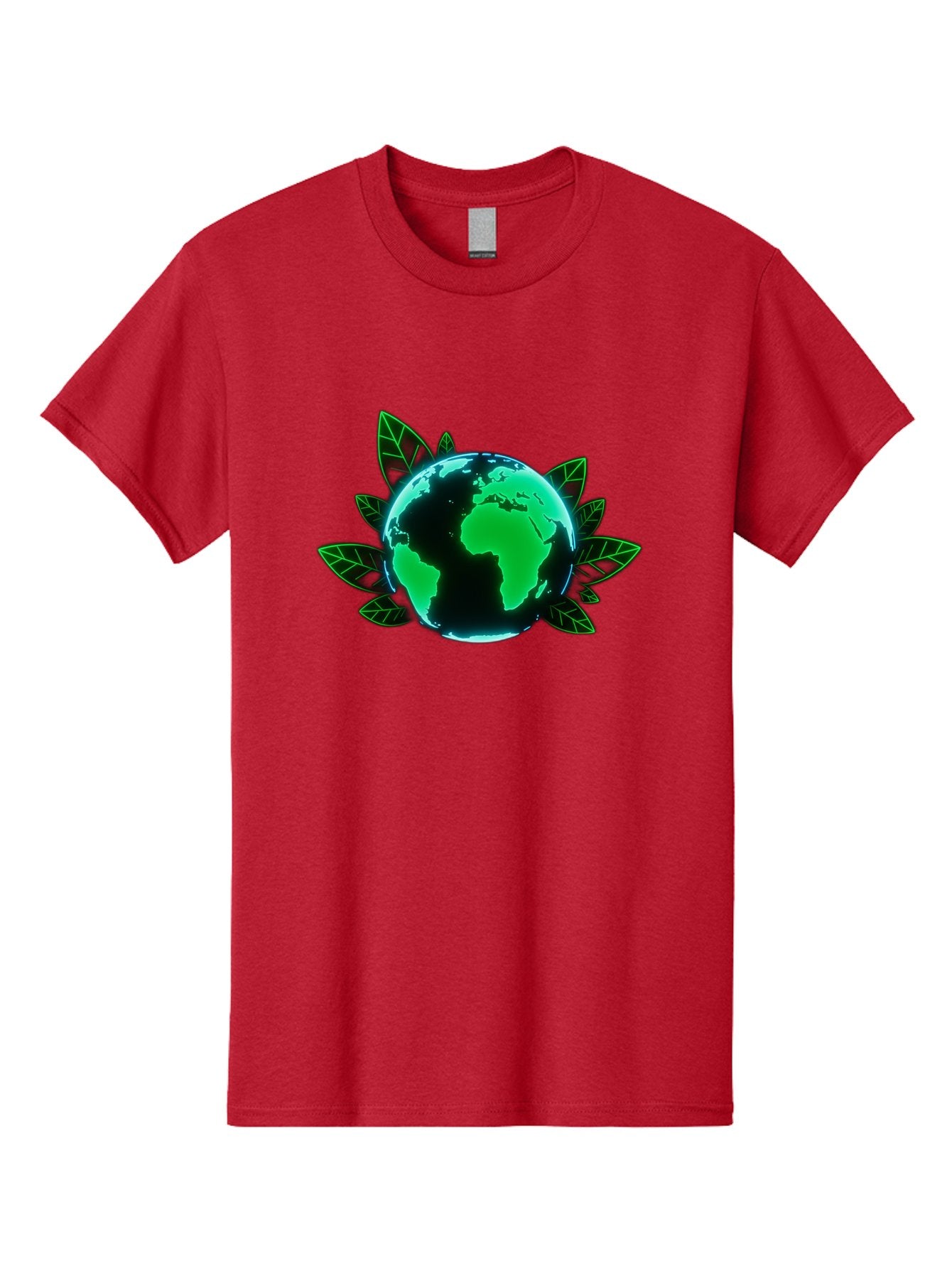 Earth-With-Leaves-1 Men'S Graphic Tee, 100% Cotton, Comfortable Casual Summer Wear, Machine Washable, Globe Surrounded By Leaves, Eco-Friendly, Environmental Awareness, Sustainable Living, Green Initiative, World Unity, Conservation Effort, Baa588 7