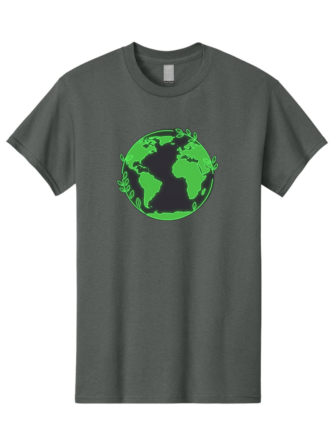 Earth-With-Leaves-2 Men'S Graphic Tee, 100% Cotton, Comfortable Casual Summer Wear, Machine Washable, Green Earth, Leaves Around The Globe, Eco-Friendly, Environmental Awareness, Global Unity, Nature Conservation, Sustainability, Earth Day Baa589 7