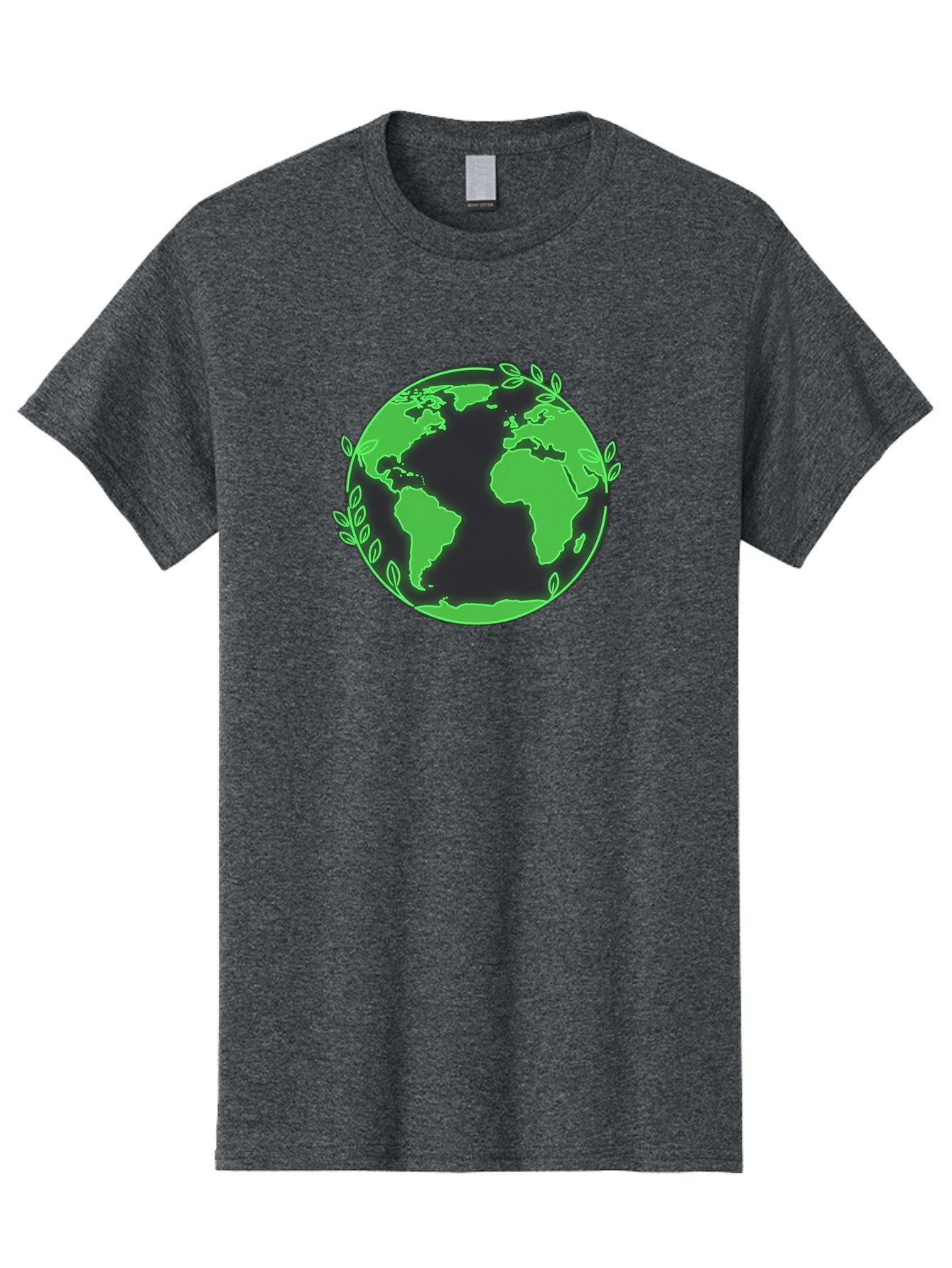 Earth-With-Leaves-2 Men'S Graphic Tee, 100% Cotton, Comfortable Casual Summer Wear, Machine Washable, Green Earth, Leaves Around The Globe, Eco-Friendly, Environmental Awareness, Global Unity, Nature Conservation, Sustainability, Earth Day Baa589 4