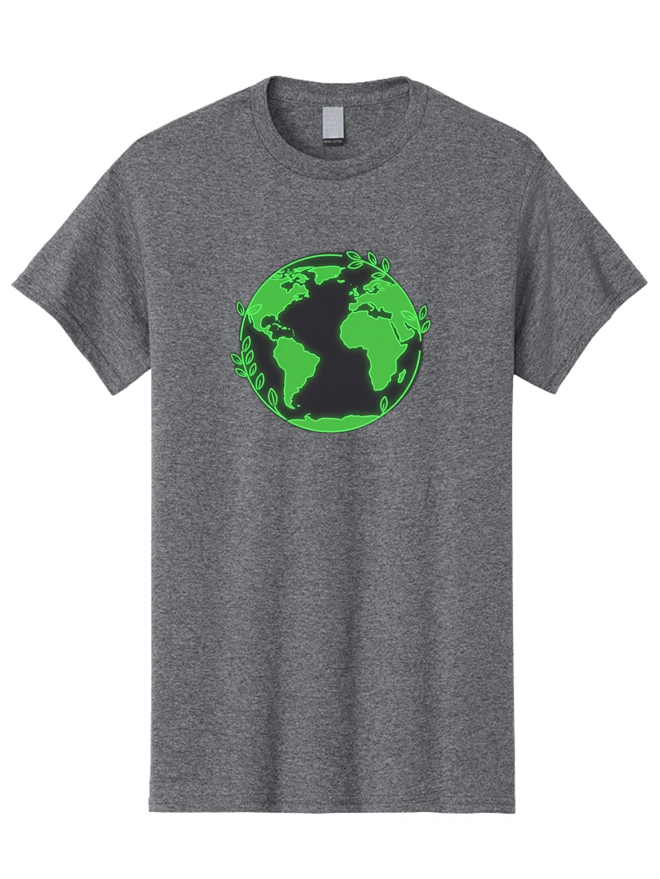 Earth-With-Leaves-2 Men'S Graphic Tee, 100% Cotton, Comfortable Casual Summer Wear, Machine Washable, Green Earth, Leaves Around The Globe, Eco-Friendly, Environmental Awareness, Global Unity, Nature Conservation, Sustainability, Earth Day Baa589