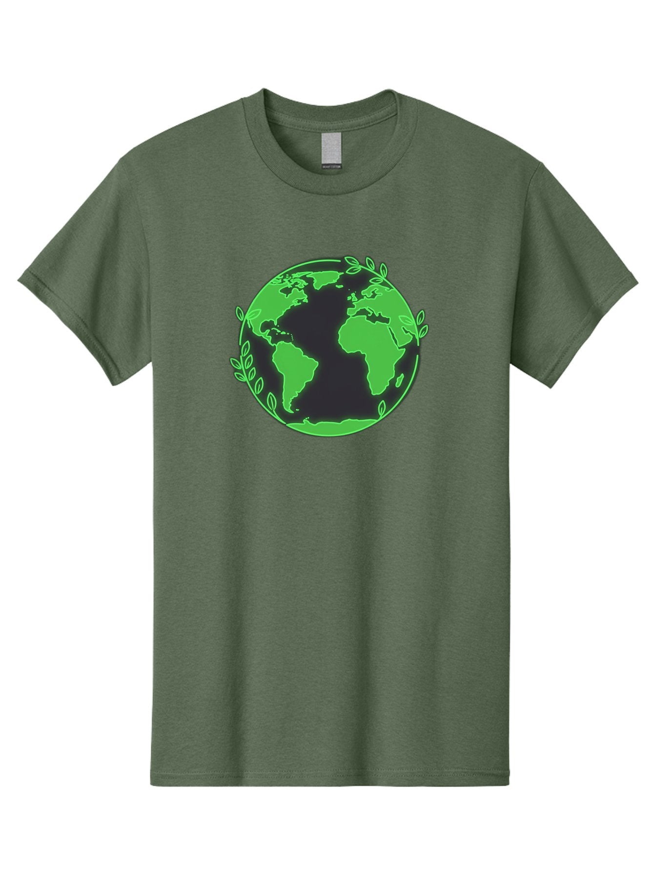 Earth-With-Leaves-2 Men'S Graphic Tee, 100% Cotton, Comfortable Casual Summer Wear, Machine Washable, Green Earth, Leaves Around The Globe, Eco-Friendly, Environmental Awareness, Global Unity, Nature Conservation, Sustainability, Earth Day Baa589 5