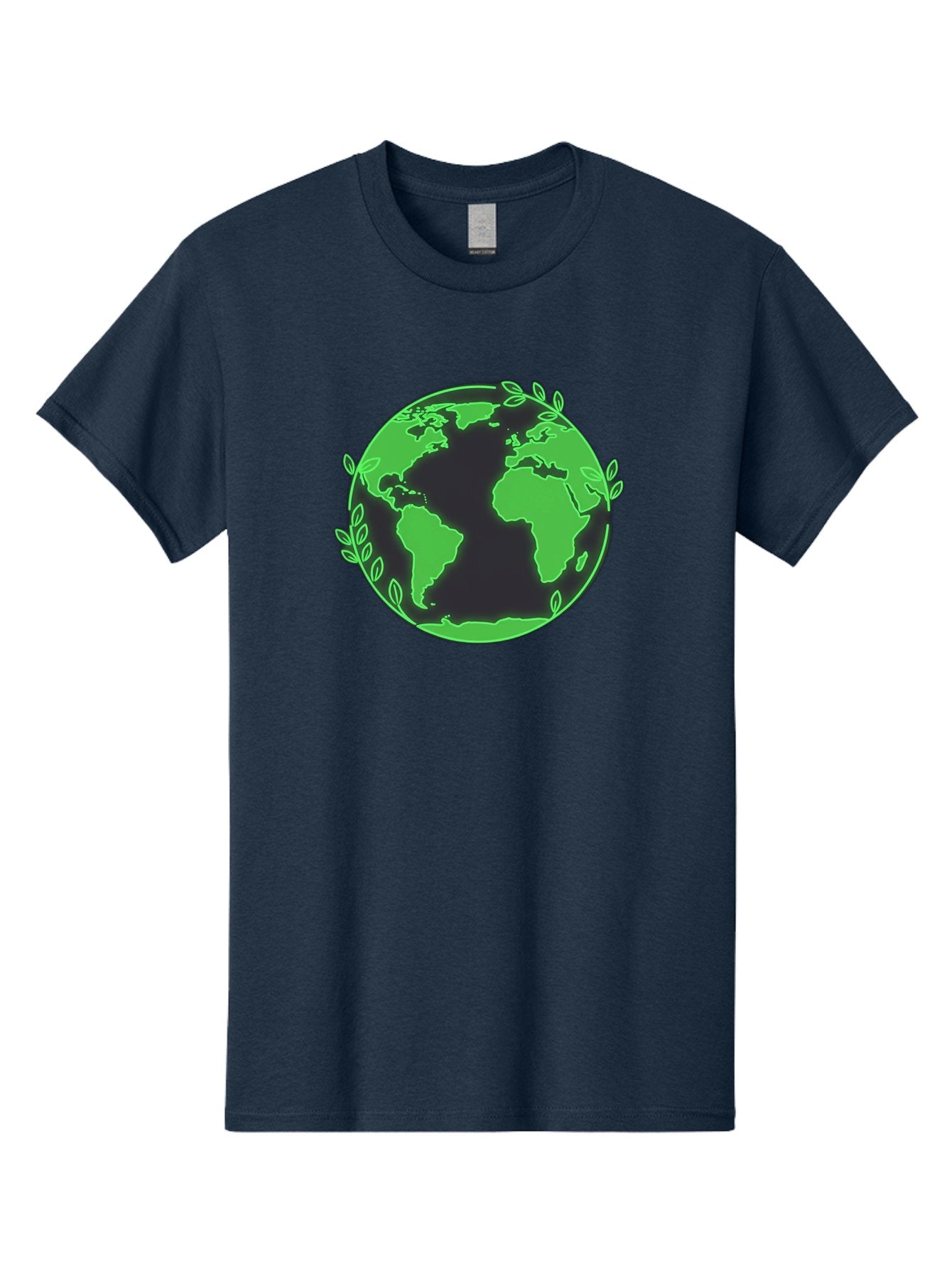 Earth-With-Leaves-2 Men'S Graphic Tee, 100% Cotton, Comfortable Casual Summer Wear, Machine Washable, Green Earth, Leaves Around The Globe, Eco-Friendly, Environmental Awareness, Global Unity, Nature Conservation, Sustainability, Earth Day Baa589 3