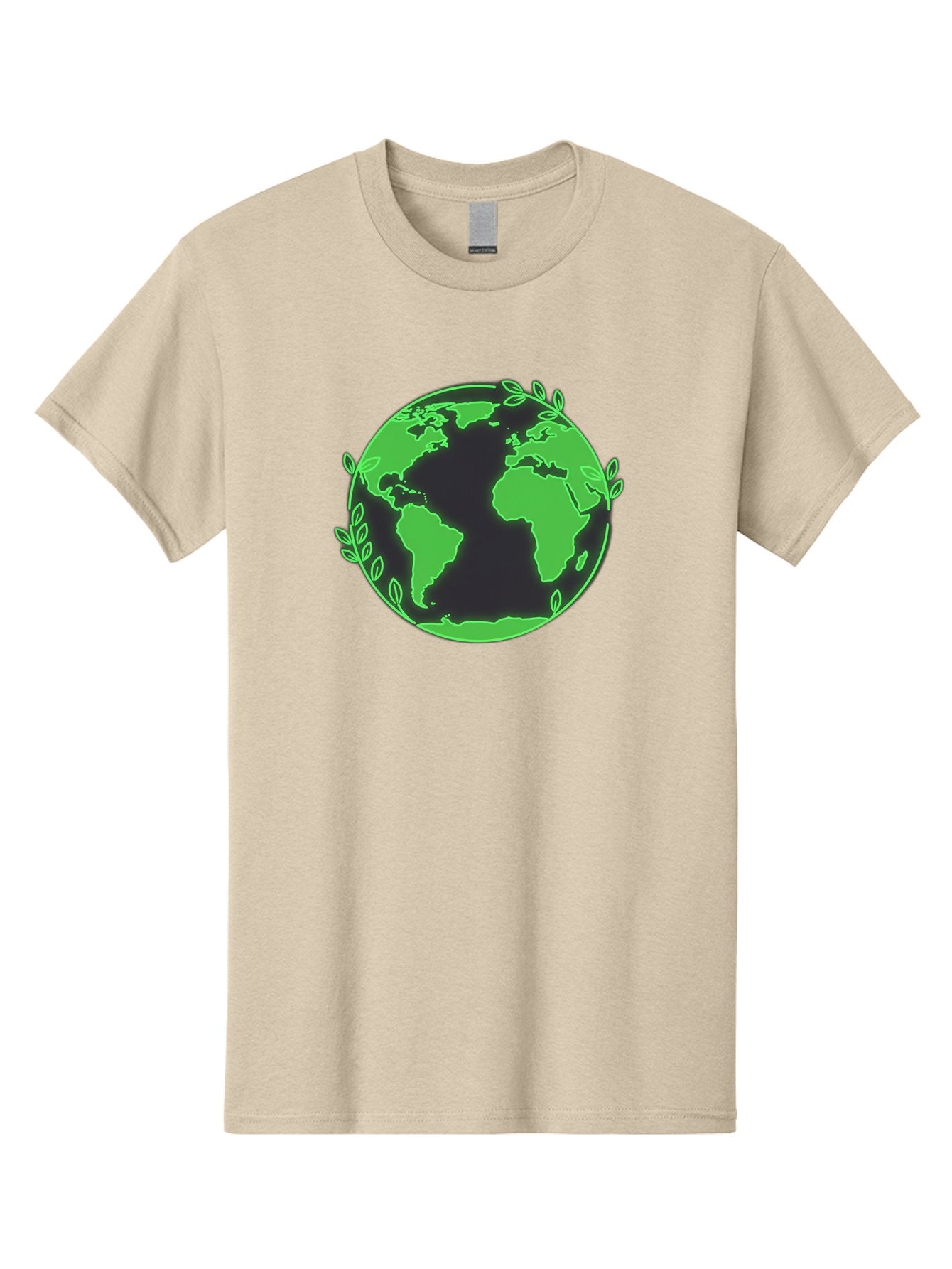 Earth-With-Leaves-2 Men'S Graphic Tee, 100% Cotton, Comfortable Casual Summer Wear, Machine Washable, Green Earth, Leaves Around The Globe, Eco-Friendly, Environmental Awareness, Global Unity, Nature Conservation, Sustainability, Earth Day Baa589 8