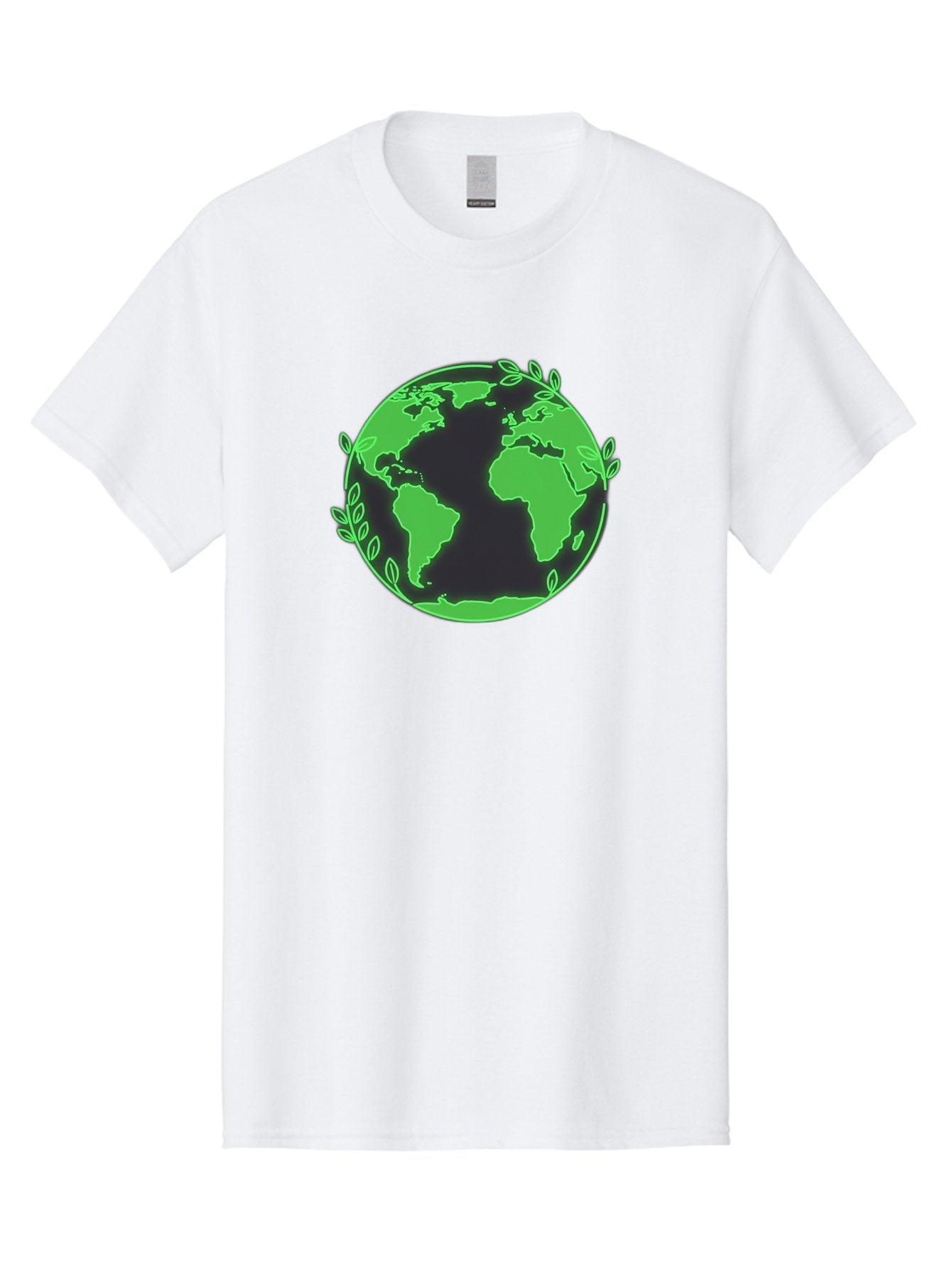 Earth-With-Leaves-2 Men'S Graphic Tee, 100% Cotton, Comfortable Casual Summer Wear, Machine Washable, Green Earth, Leaves Around The Globe, Eco-Friendly, Environmental Awareness, Global Unity, Nature Conservation, Sustainability, Earth Day Baa589