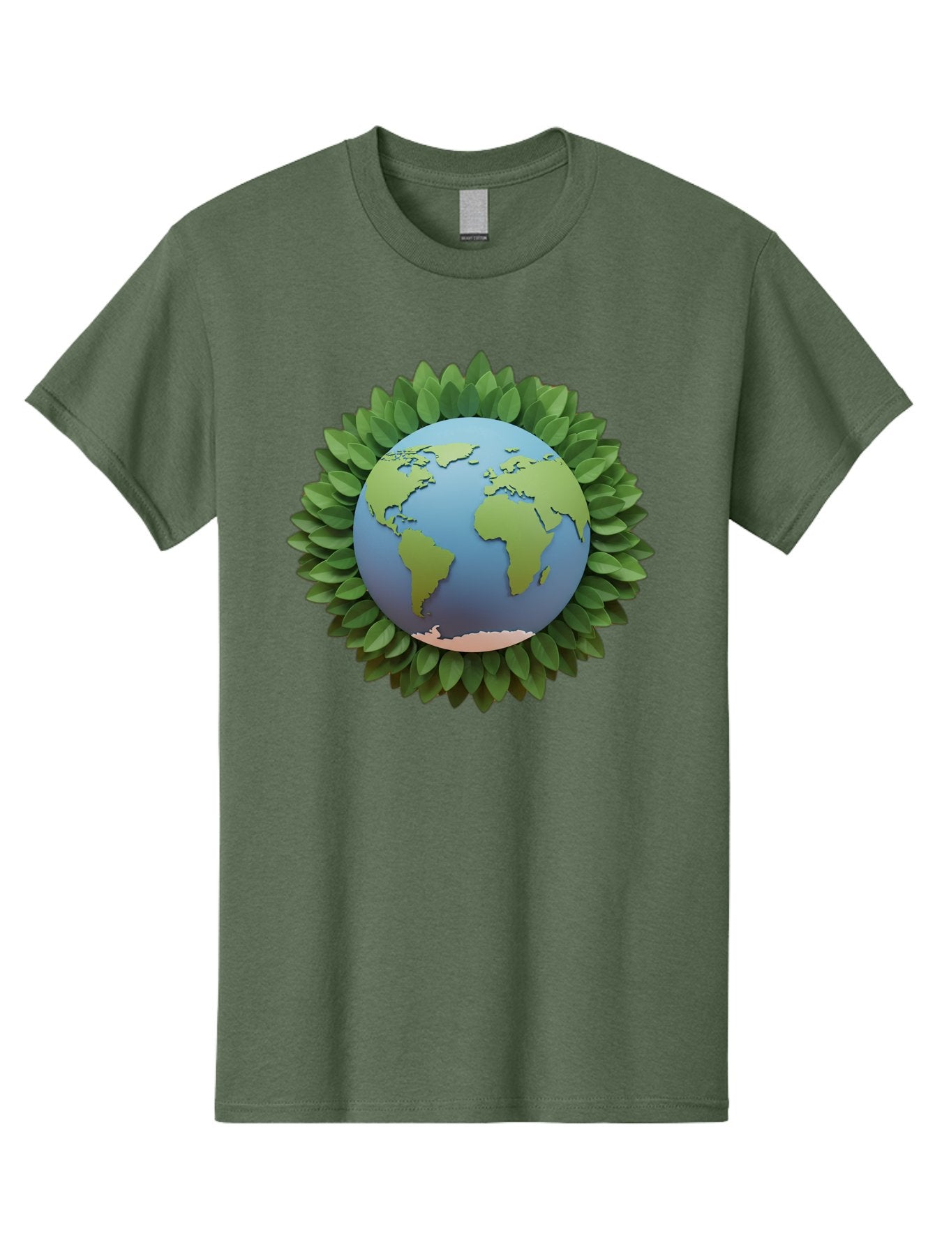 Earth-With-Leaves Men'S Graphic Tee, 100% Cotton, Comfortable Casual Summer Wear, Machine Washable, Globe Surrounded By Leaves, Eco-Friendly, Environmental Conservation, Green Energy, World Map, Eco-Conscious, Sustainability, Planet Earth Baa590 7