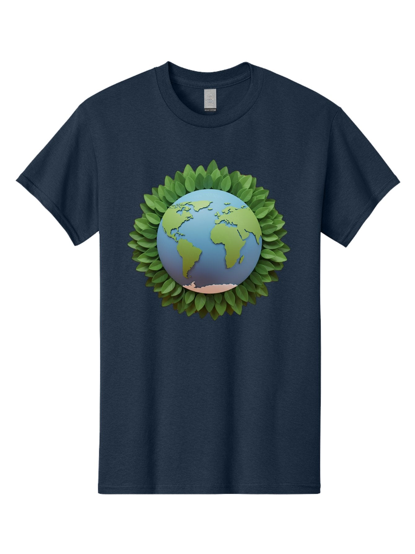 Earth-With-Leaves Men'S Graphic Tee, 100% Cotton, Comfortable Casual Summer Wear, Machine Washable, Globe Surrounded By Leaves, Eco-Friendly, Environmental Conservation, Green Energy, World Map, Eco-Conscious, Sustainability, Planet Earth Baa590 14