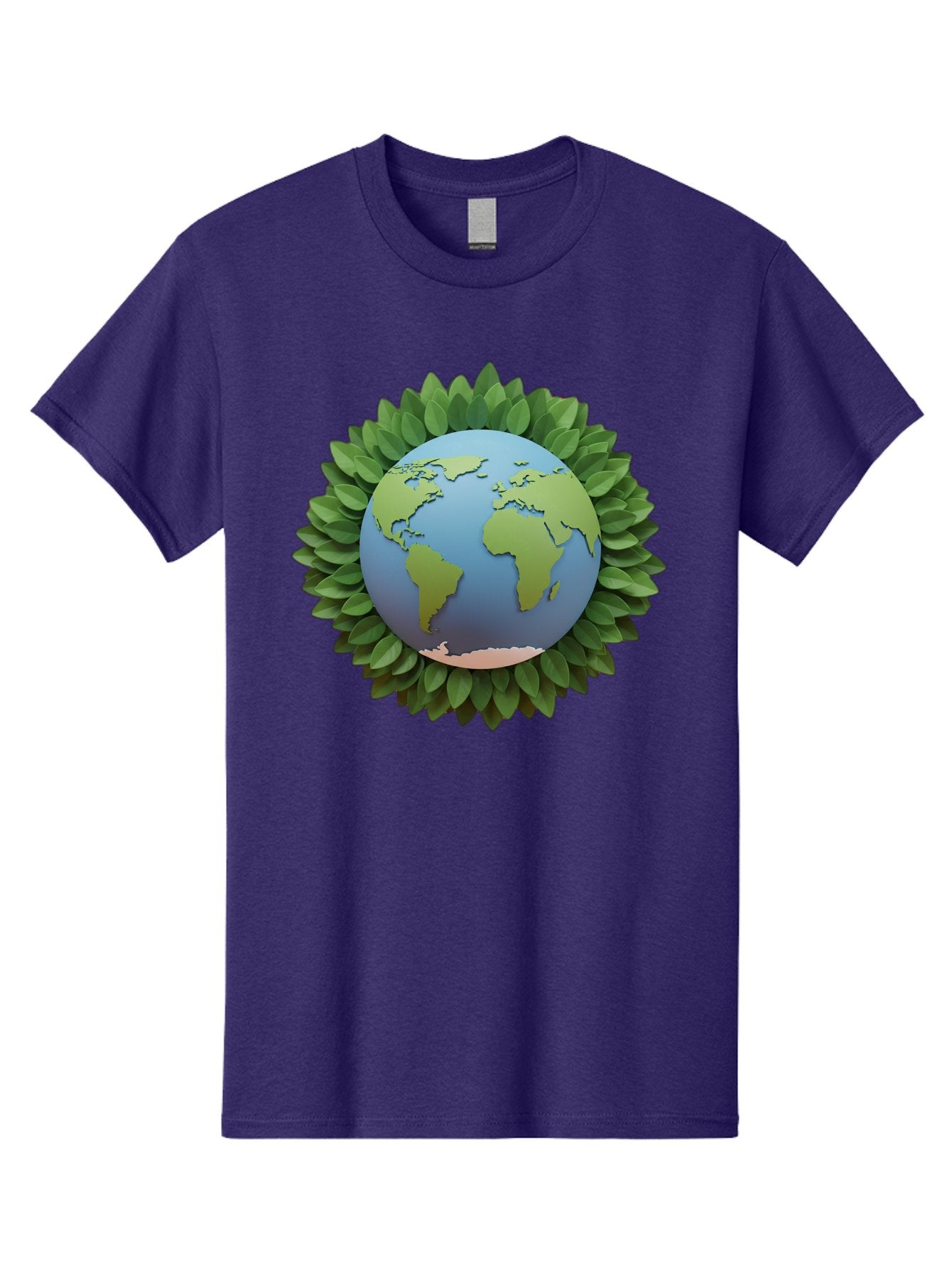 Earth-With-Leaves Men'S Graphic Tee, 100% Cotton, Comfortable Casual Summer Wear, Machine Washable, Globe Surrounded By Leaves, Eco-Friendly, Environmental Conservation, Green Energy, World Map, Eco-Conscious, Sustainability, Planet Earth Baa590 8