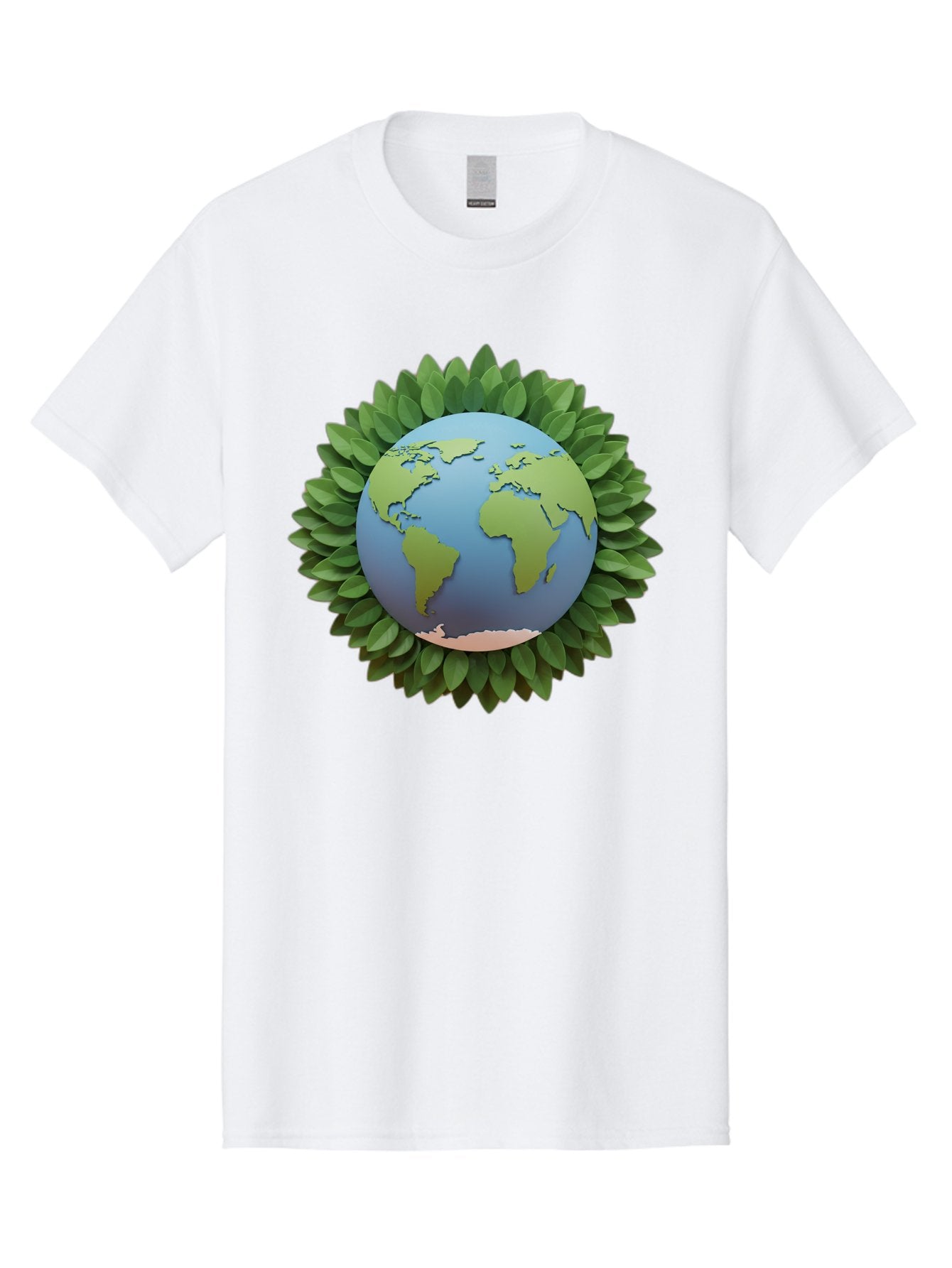 Earth-With-Leaves Men'S Graphic Tee, 100% Cotton, Comfortable Casual Summer Wear, Machine Washable, Globe Surrounded By Leaves, Eco-Friendly, Environmental Conservation, Green Energy, World Map, Eco-Conscious, Sustainability, Planet Earth Baa590 11