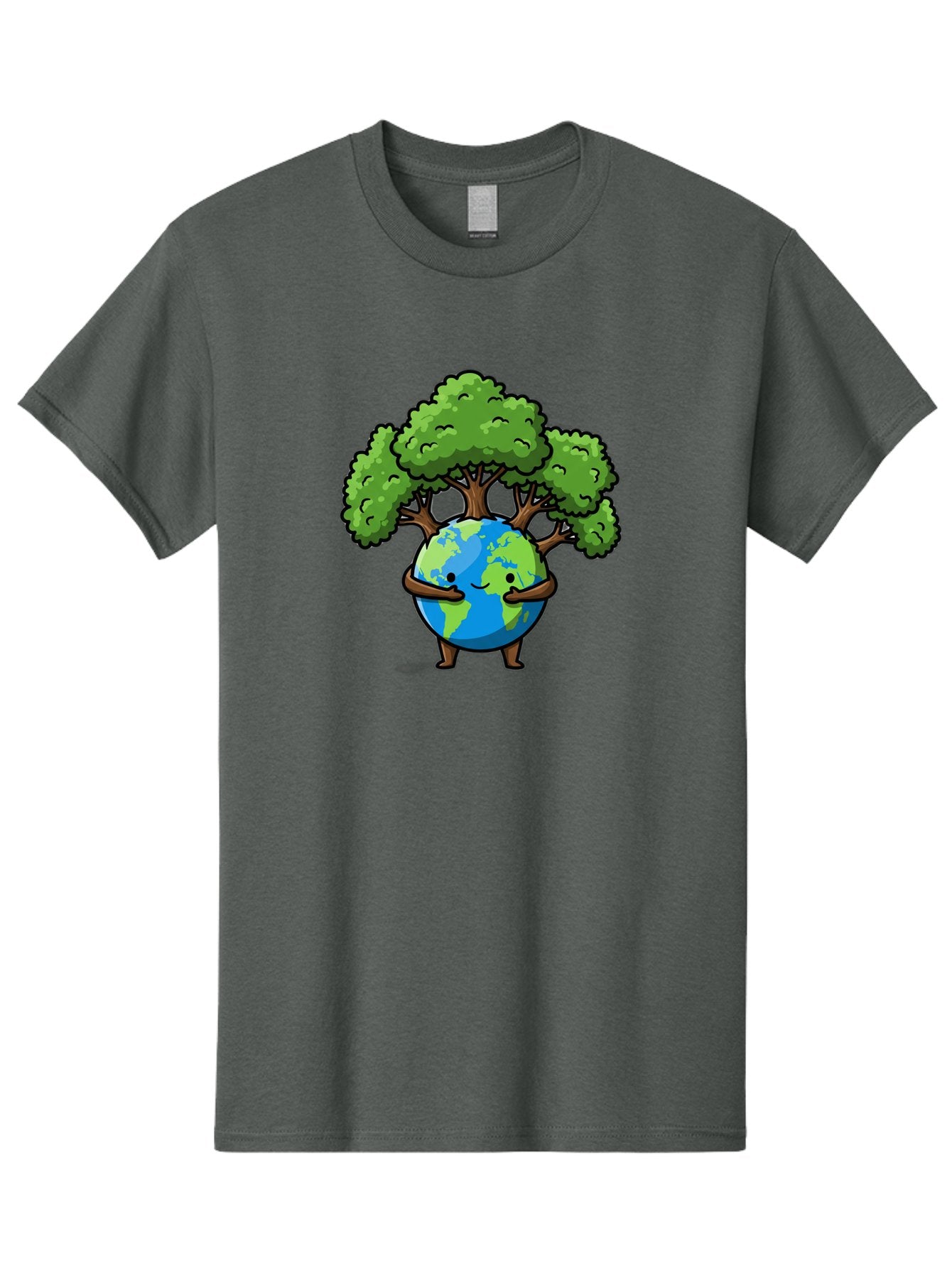 Earth-With-Tree Men'S Graphic Tee, 100% Cotton, Comfortable Casual Summer Wear, Machine Washable, Cartoon Globe, Smiling Earth, Tree On Earth, Environmental Protection, Eco Friendly, Conservation, Sustainability, Green Earth, Eco Awareness Baa592 14