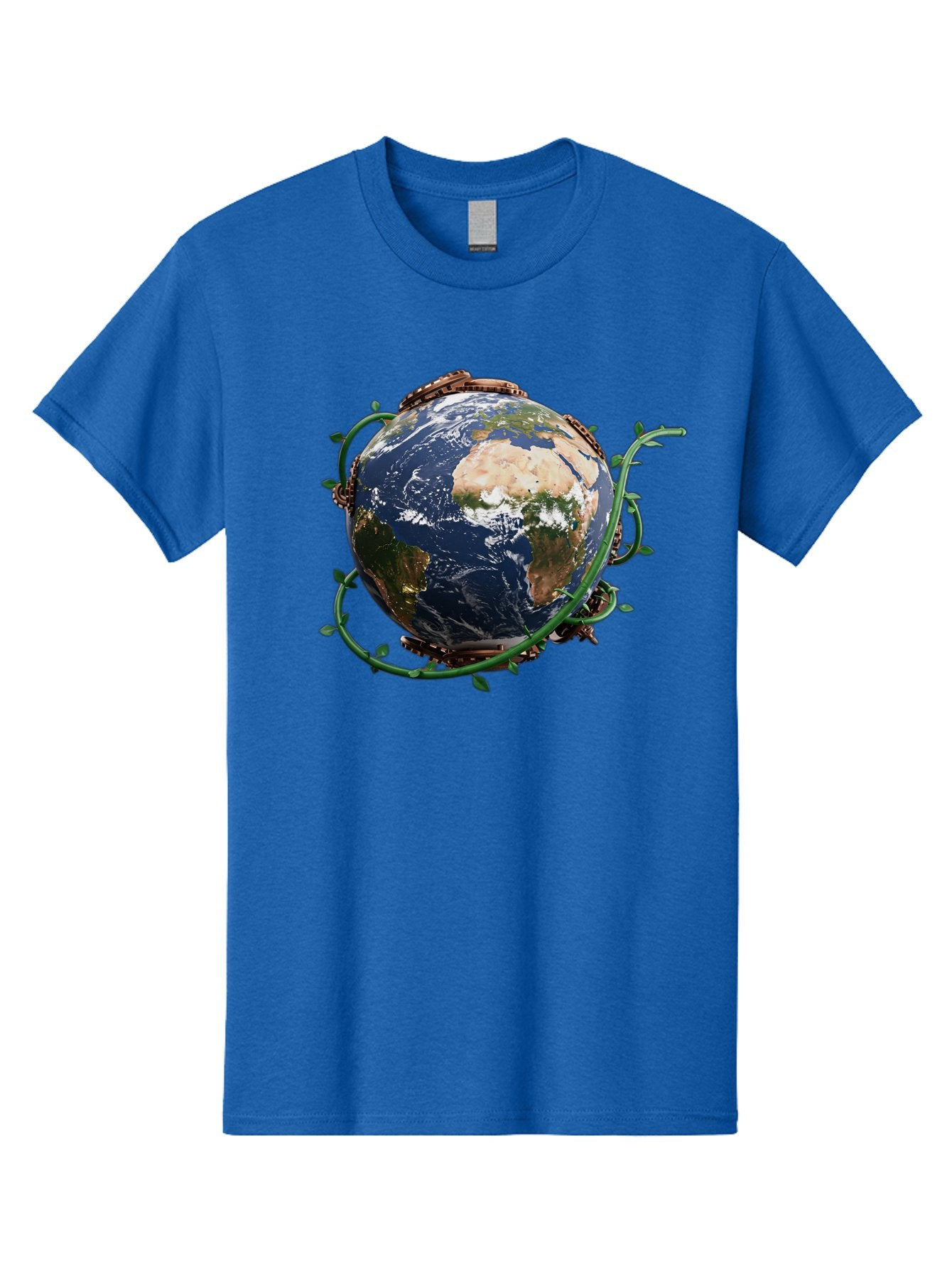 Earth-With-Vines Men'S Graphic Tee, 100% Cotton, Comfortable Casual Summer Wear, Machine Washable, Earth From Space, Global Unity, Environmental Protection, Eco Friendly, Vines, Leaves, Sustainable Living, Planet Earth Baa593 9