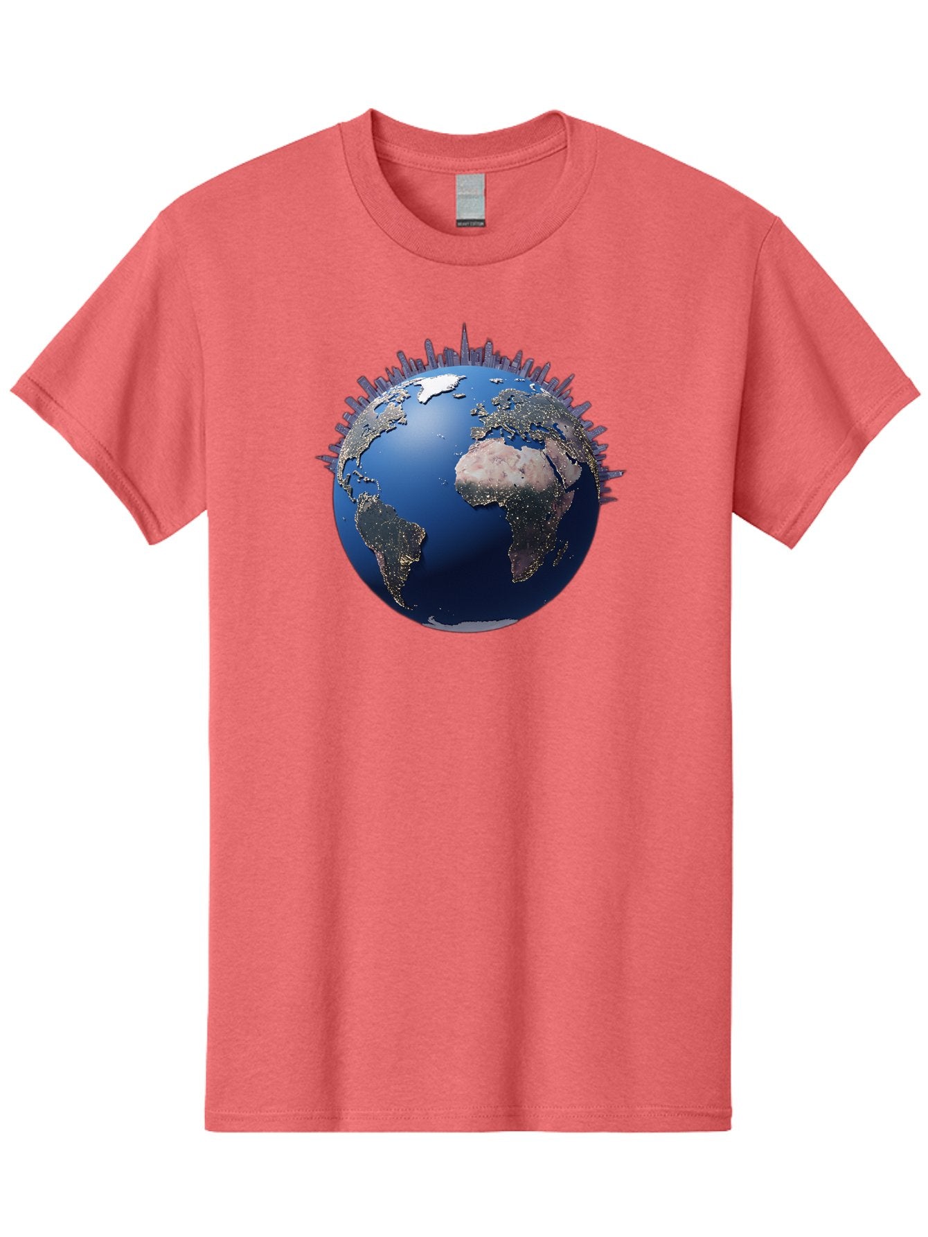 Earth Men'S Graphic Tee, 100% Cotton, Comfortable Casual Summer Wear, Machine Washable, Globe Showing City Lights, Global Connectivity, Urbanization, Night Lights, World Map, Global Network, International Data Baa594 11