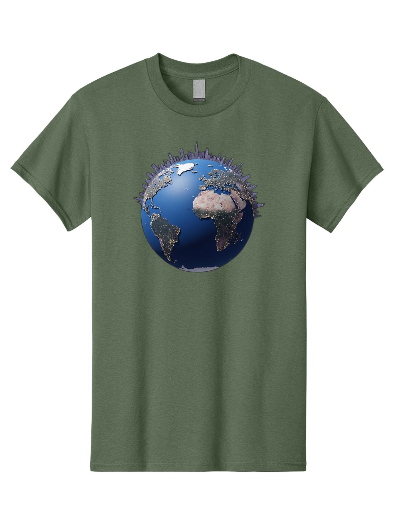 Earth Men'S Graphic Tee, 100% Cotton, Comfortable Casual Summer Wear, Machine Washable, Globe Showing City Lights, Global Connectivity, Urbanization, Night Lights, World Map, Global Network, International Data Baa594 15