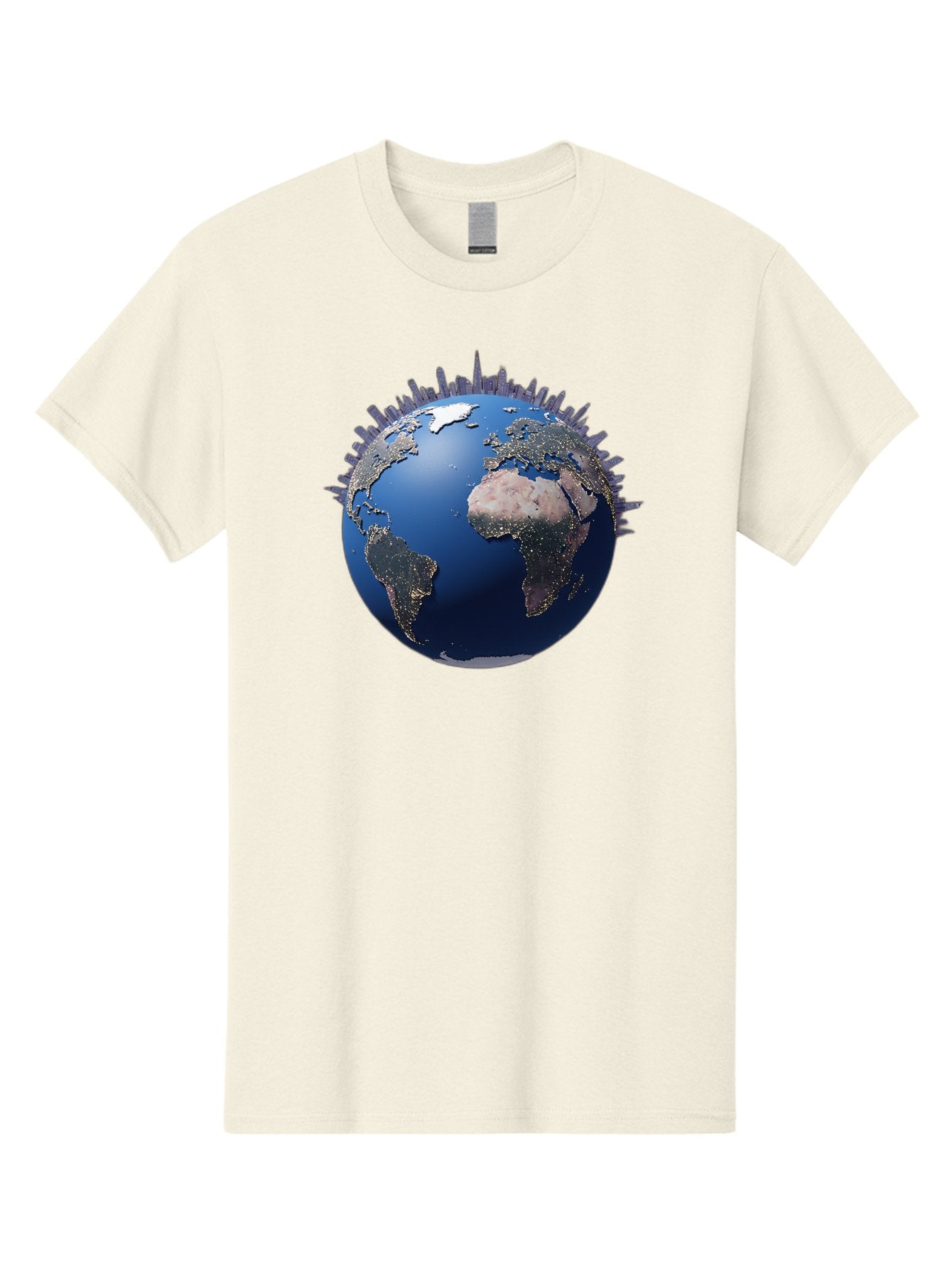 Earth Men'S Graphic Tee, 100% Cotton, Comfortable Casual Summer Wear, Machine Washable, Globe Showing City Lights, Global Connectivity, Urbanization, Night Lights, World Map, Global Network, International Data Baa594 6