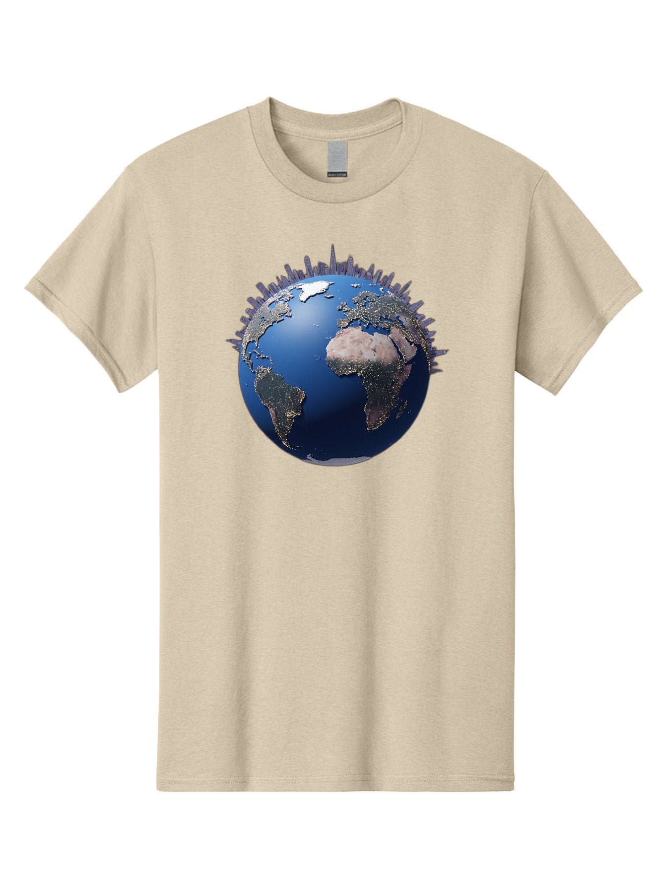 Earth Men'S Graphic Tee, 100% Cotton, Comfortable Casual Summer Wear, Machine Washable, Globe Showing City Lights, Global Connectivity, Urbanization, Night Lights, World Map, Global Network, International Data Baa594 13