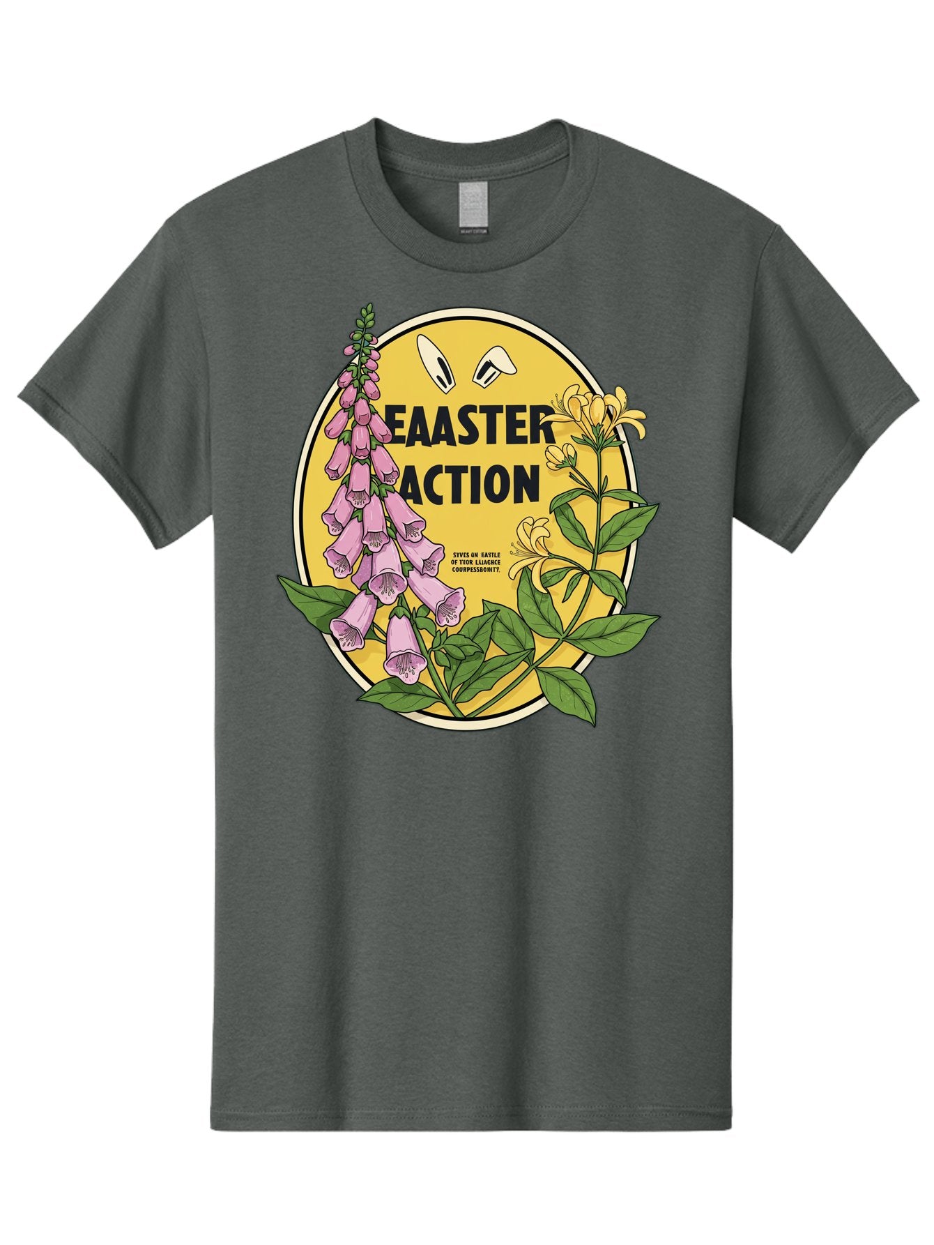 Easter-Action Men'S Graphic Tee, 100% Cotton, Comfortable Casual Summer Wear, Machine Washable, Easter Action Graphic, Easter Eggs, Digital Illustration, Foxglove Flowers, Spring Flowers, Pastel Colors, Botanical Art, Floral Design, Baa595 4