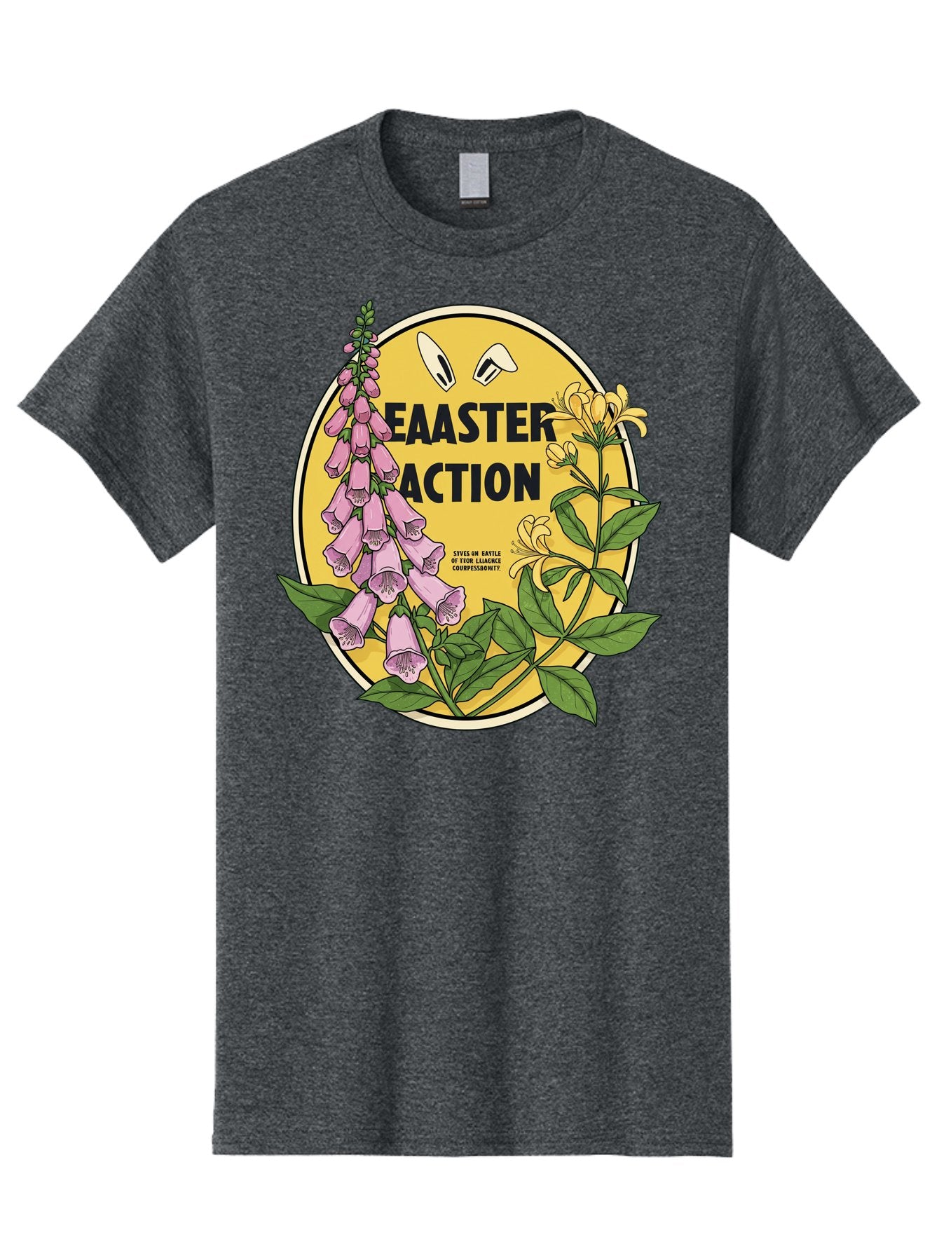Easter-Action Men'S Graphic Tee, 100% Cotton, Comfortable Casual Summer Wear, Machine Washable, Easter Action Graphic, Easter Eggs, Digital Illustration, Foxglove Flowers, Spring Flowers, Pastel Colors, Botanical Art, Floral Design, Baa595 9