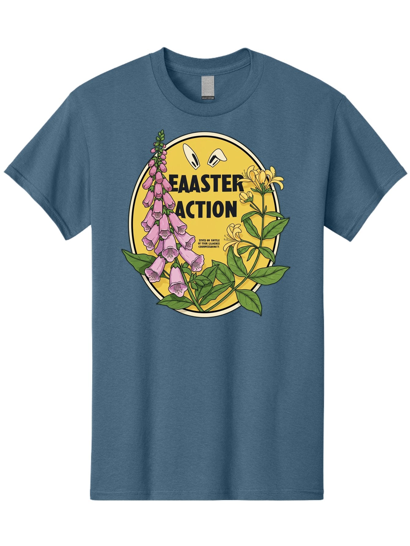 Easter-Action Men'S Graphic Tee, 100% Cotton, Comfortable Casual Summer Wear, Machine Washable, Easter Action Graphic, Easter Eggs, Digital Illustration, Foxglove Flowers, Spring Flowers, Pastel Colors, Botanical Art, Floral Design, Baa595 10