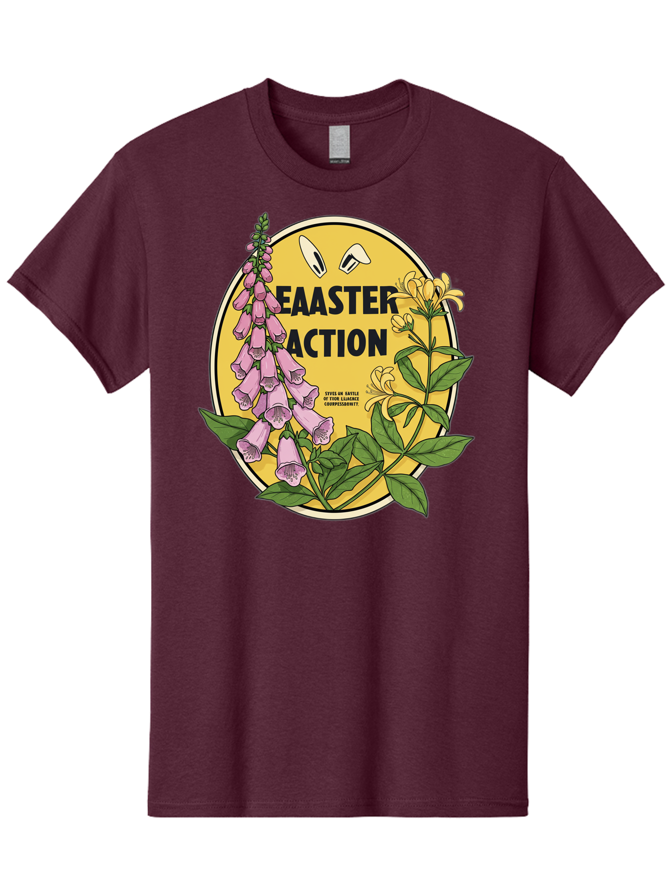Easter-Action Men'S Graphic Tee, 100% Cotton, Comfortable Casual Summer Wear, Machine Washable, Easter Action Graphic, Easter Eggs, Digital Illustration, Foxglove Flowers, Spring Flowers, Pastel Colors, Botanical Art, Floral Design, Baa595 7