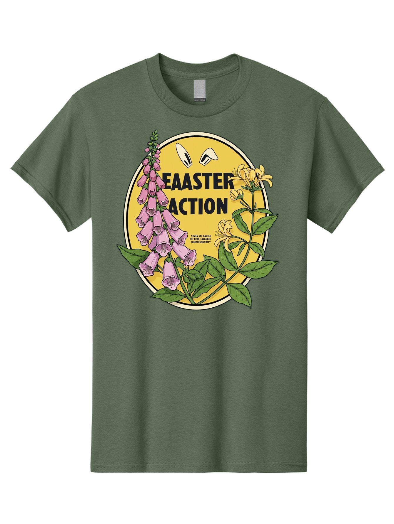 Easter-Action Men'S Graphic Tee, 100% Cotton, Comfortable Casual Summer Wear, Machine Washable, Easter Action Graphic, Easter Eggs, Digital Illustration, Foxglove Flowers, Spring Flowers, Pastel Colors, Botanical Art, Floral Design, Baa595 12
