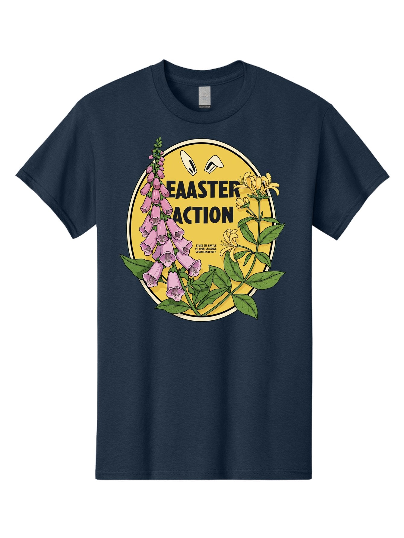 Easter-Action Men'S Graphic Tee, 100% Cotton, Comfortable Casual Summer Wear, Machine Washable, Easter Action Graphic, Easter Eggs, Digital Illustration, Foxglove Flowers, Spring Flowers, Pastel Colors, Botanical Art, Floral Design, Baa595 13