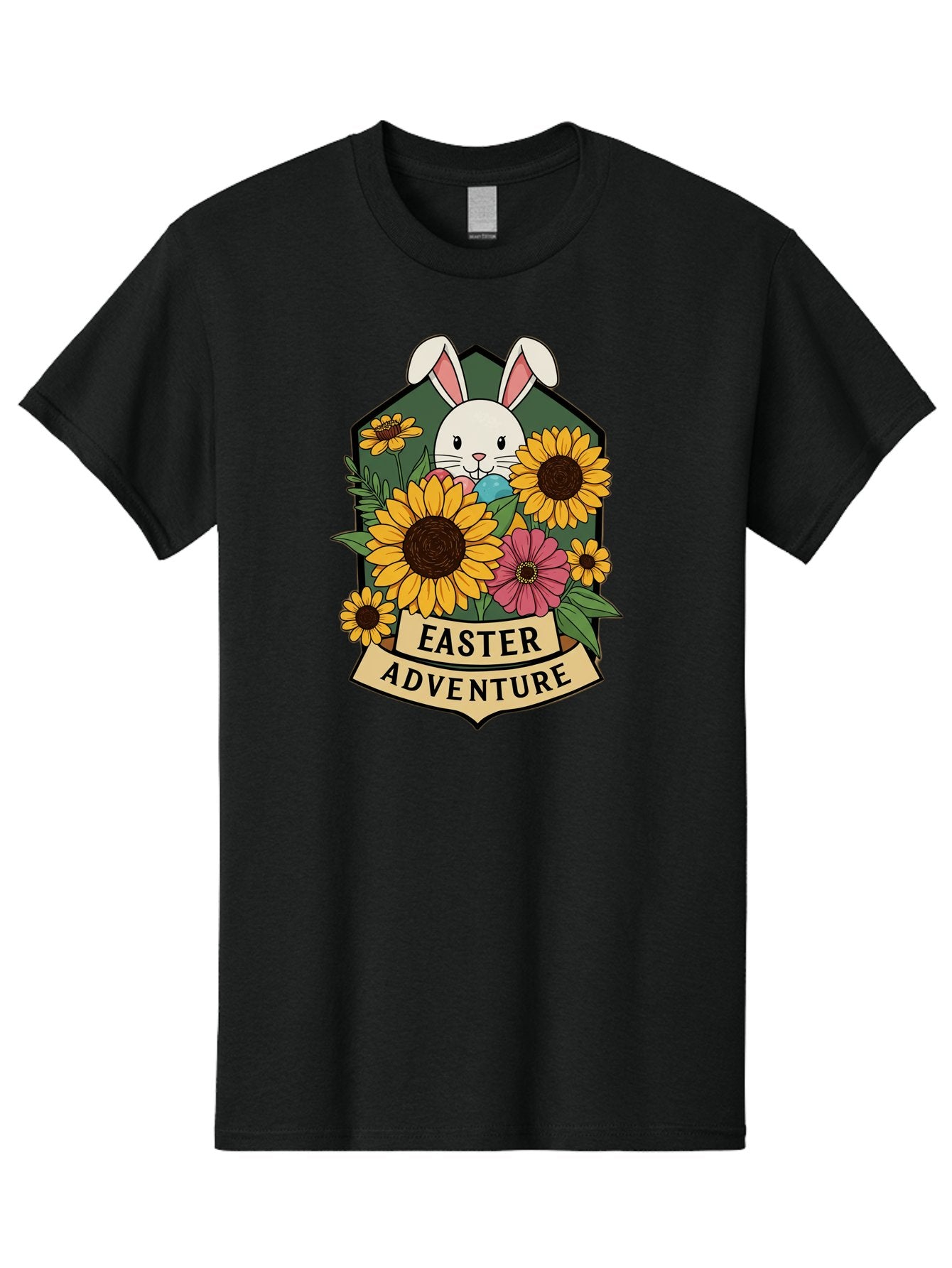 Easter-Adventure Men'S Graphic Tee, 100% Cotton, Comfortable Casual Summer Wear, Machine Washable, Easter Bunny, Sunflowers, Daisies, Floral Arrangement, Spring Flowers, Easter Eggs, Cute Cartoon Bunny, Easter Theme, Festive Design Baa596 11