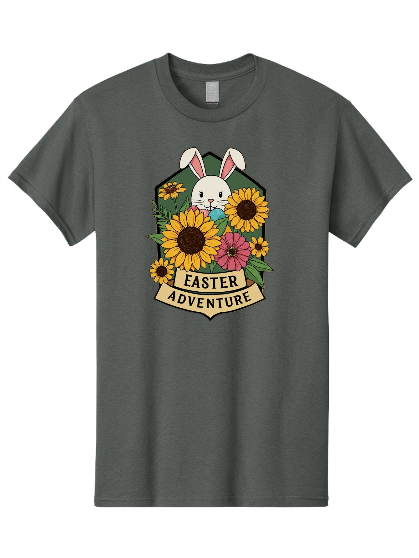Easter-Adventure Men'S Graphic Tee, 100% Cotton, Comfortable Casual Summer Wear, Machine Washable, Easter Bunny, Sunflowers, Daisies, Floral Arrangement, Spring Flowers, Easter Eggs, Cute Cartoon Bunny, Easter Theme, Festive Design Baa596 3
