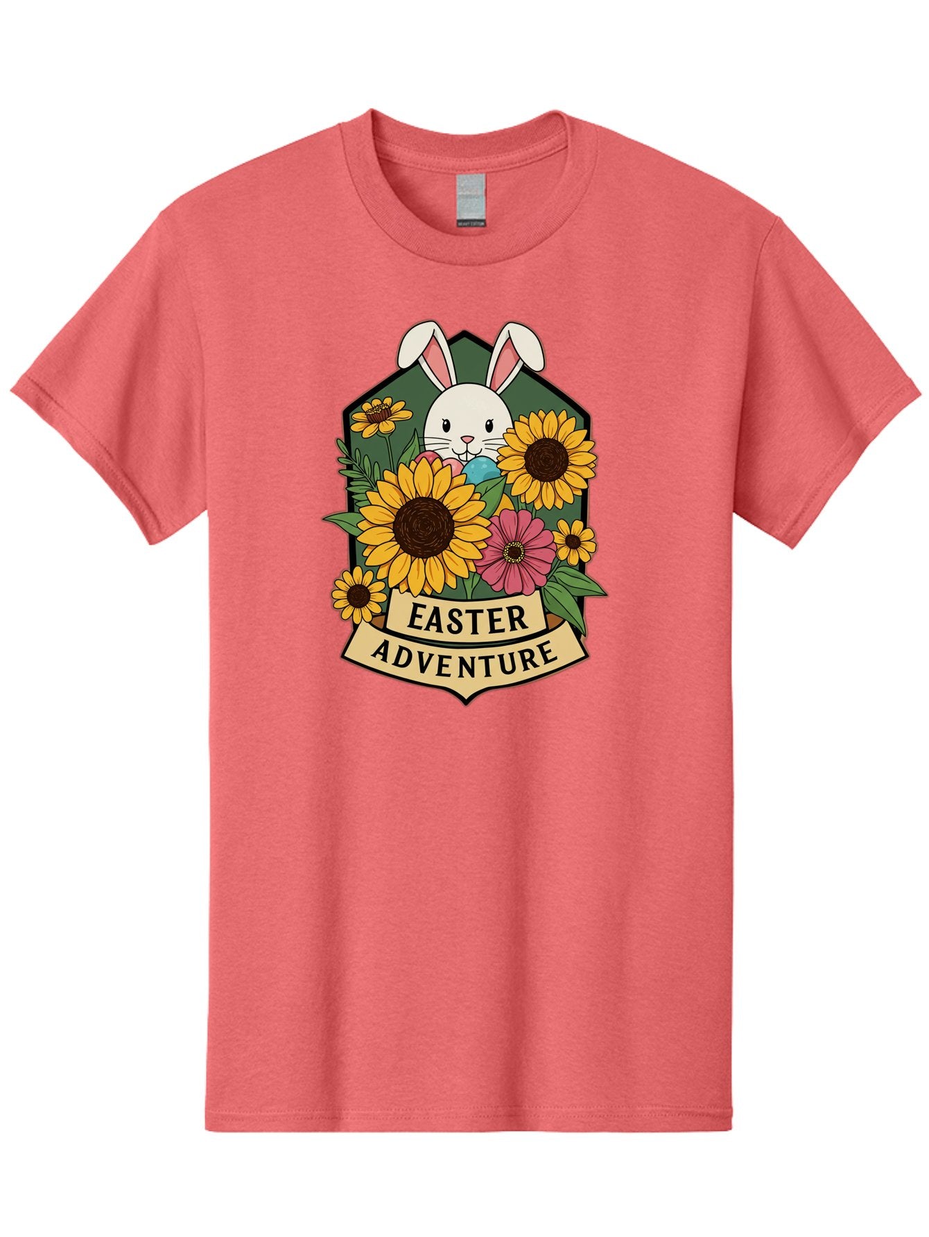 Easter-Adventure Men'S Graphic Tee, 100% Cotton, Comfortable Casual Summer Wear, Machine Washable, Easter Bunny, Sunflowers, Daisies, Floral Arrangement, Spring Flowers, Easter Eggs, Cute Cartoon Bunny, Easter Theme, Festive Design Baa596 8