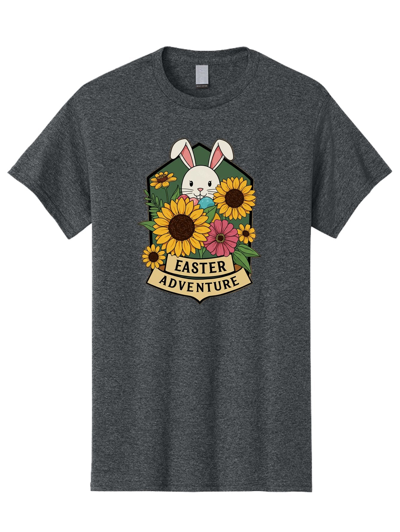 Easter-Adventure Men'S Graphic Tee, 100% Cotton, Comfortable Casual Summer Wear, Machine Washable, Easter Bunny, Sunflowers, Daisies, Floral Arrangement, Spring Flowers, Easter Eggs, Cute Cartoon Bunny, Easter Theme, Festive Design Baa596 7