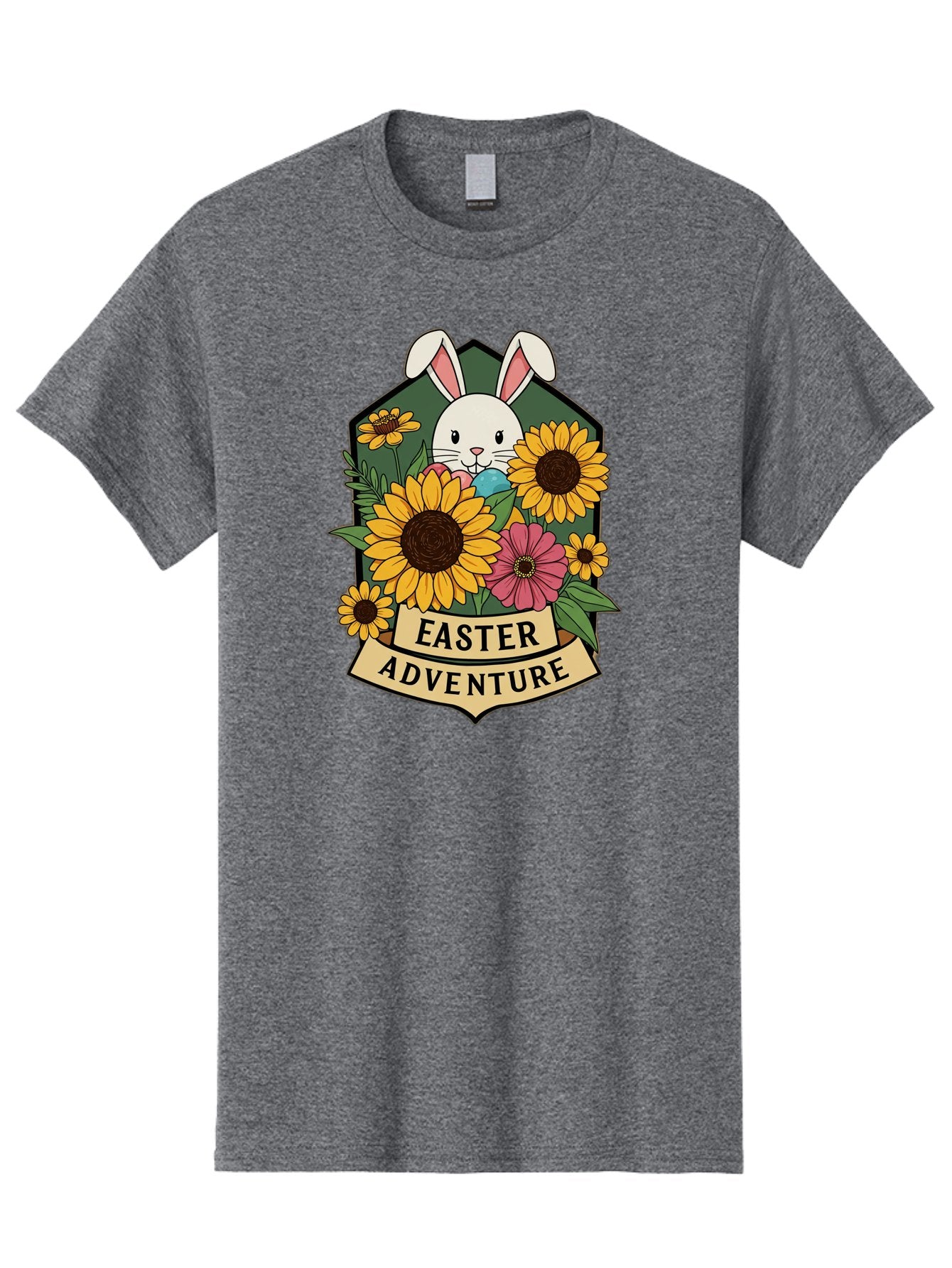 Easter-Adventure Men'S Graphic Tee, 100% Cotton, Comfortable Casual Summer Wear, Machine Washable, Easter Bunny, Sunflowers, Daisies, Floral Arrangement, Spring Flowers, Easter Eggs, Cute Cartoon Bunny, Easter Theme, Festive Design Baa596 14