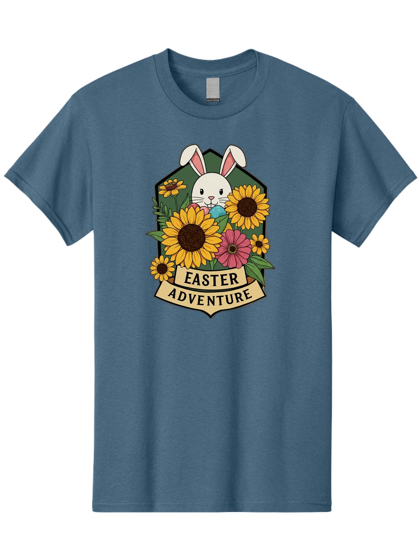 Easter-Adventure Men'S Graphic Tee, 100% Cotton, Comfortable Casual Summer Wear, Machine Washable, Easter Bunny, Sunflowers, Daisies, Floral Arrangement, Spring Flowers, Easter Eggs, Cute Cartoon Bunny, Easter Theme, Festive Design Baa596 6