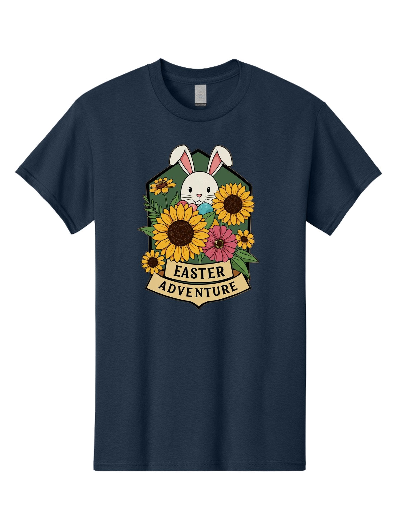 Easter-Adventure Men'S Graphic Tee, 100% Cotton, Comfortable Casual Summer Wear, Machine Washable, Easter Bunny, Sunflowers, Daisies, Floral Arrangement, Spring Flowers, Easter Eggs, Cute Cartoon Bunny, Easter Theme, Festive Design Baa596 5
