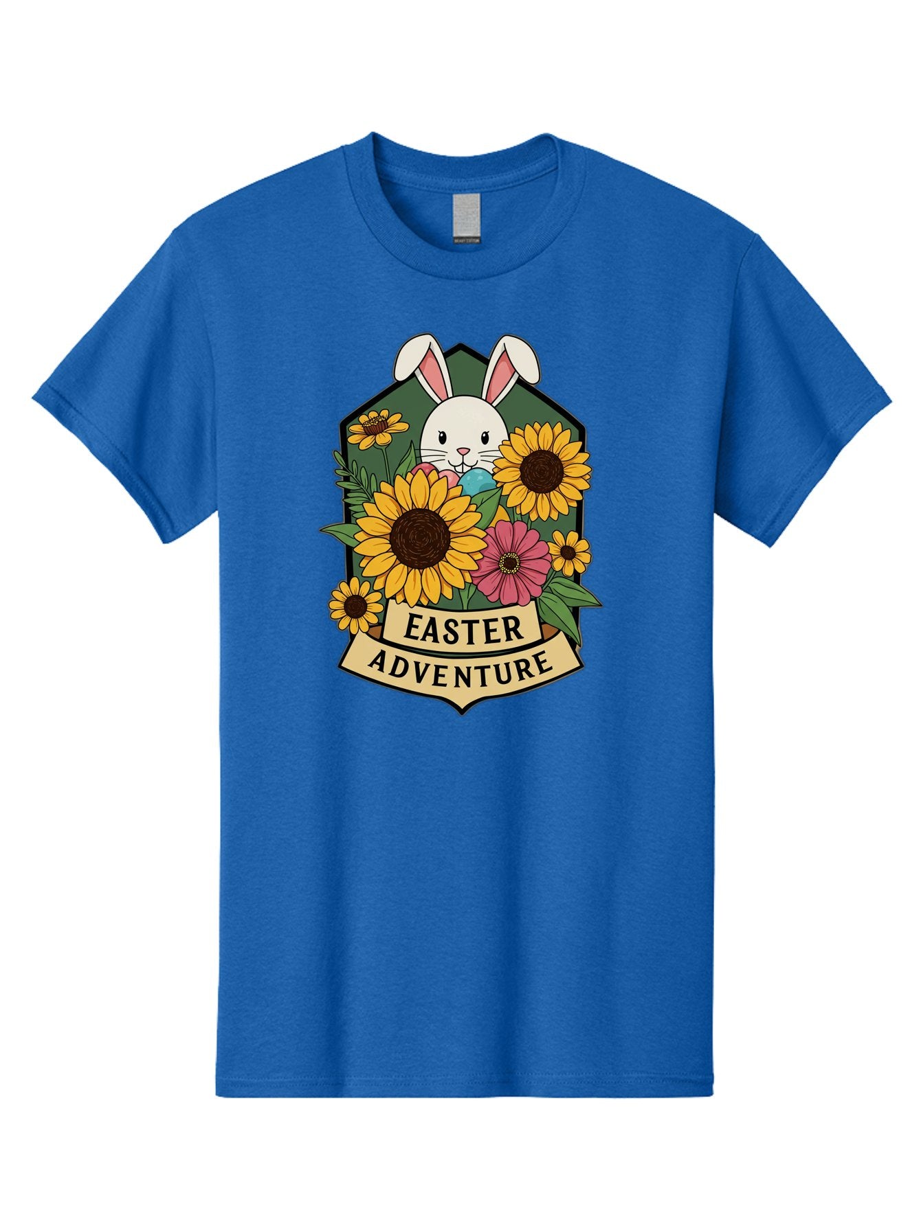 Easter-Adventure Men'S Graphic Tee, 100% Cotton, Comfortable Casual Summer Wear, Machine Washable, Easter Bunny, Sunflowers, Daisies, Floral Arrangement, Spring Flowers, Easter Eggs, Cute Cartoon Bunny, Easter Theme, Festive Design Baa596 13