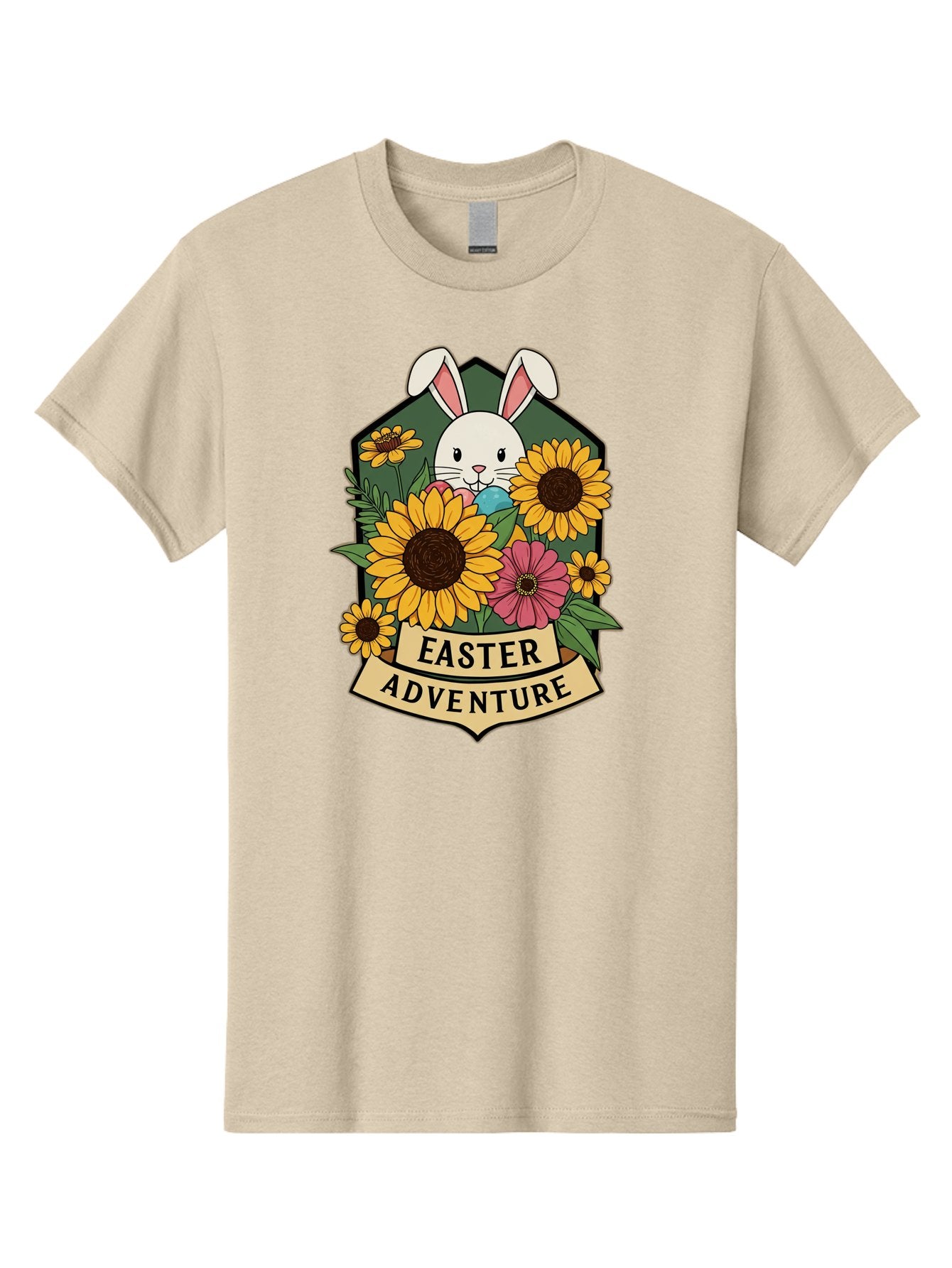 Easter-Adventure Men'S Graphic Tee, 100% Cotton, Comfortable Casual Summer Wear, Machine Washable, Easter Bunny, Sunflowers, Daisies, Floral Arrangement, Spring Flowers, Easter Eggs, Cute Cartoon Bunny, Easter Theme, Festive Design Baa596 15