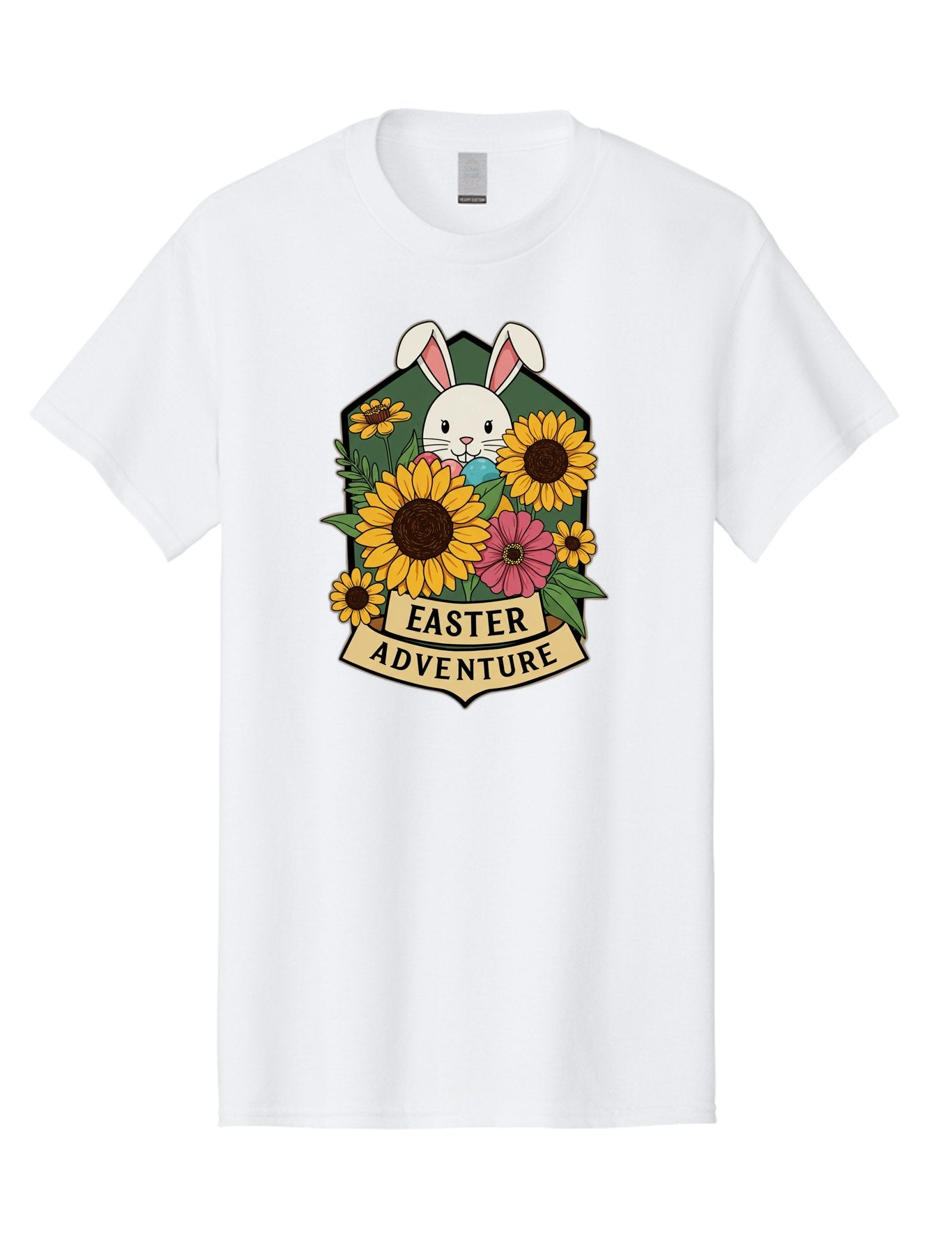 Easter-Adventure Men'S Graphic Tee, 100% Cotton, Comfortable Casual Summer Wear, Machine Washable, Easter Bunny, Sunflowers, Daisies, Floral Arrangement, Spring Flowers, Easter Eggs, Cute Cartoon Bunny, Easter Theme, Festive Design Baa596 12