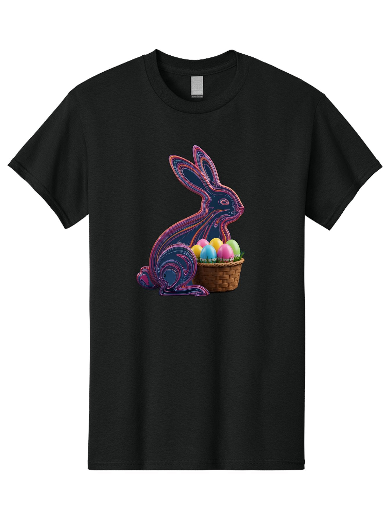 Easter-Bunny-1 Men'S Graphic Tee, 100% Cotton, Comfortable Casual Summer Wear, Machine Washable, Easter Bunny, Pastel Eggs, Colorful Eggs, Wicker Basket, Festive Decor, Spring Theme, Vibrant Colors, Holiday Symbol, Easter Eggs Baa597 13